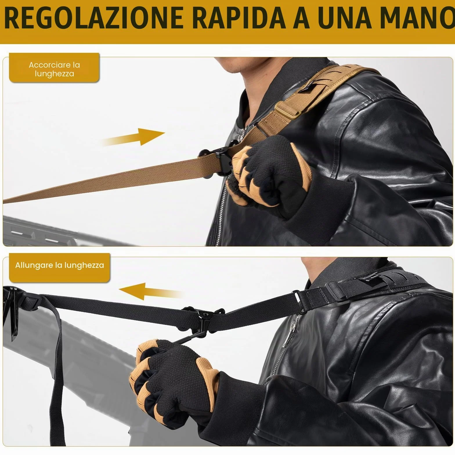 OneTigris Cinghie per fucile a 2 punti, cinghia larga 1 pollice con moschettone intercambiabile HK, regolabile 56-70 pollici