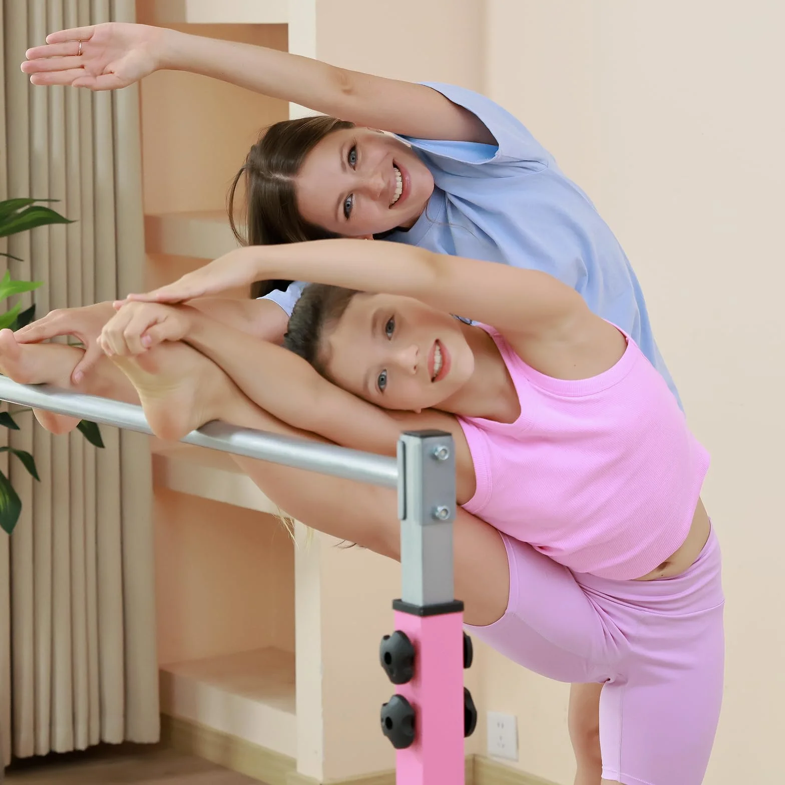 Barra da Ginnastica Pieghevole per Bambini, Regolabile in Altezza, Struttura in Acciaio Stabile, Antiscivolo