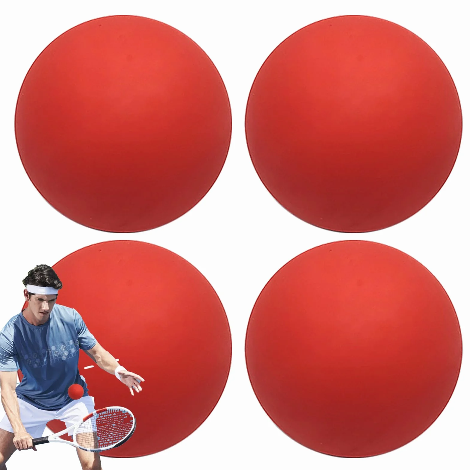 Palla da squash in gomma ad alta visibilità 4 palline per principianti e allenatori