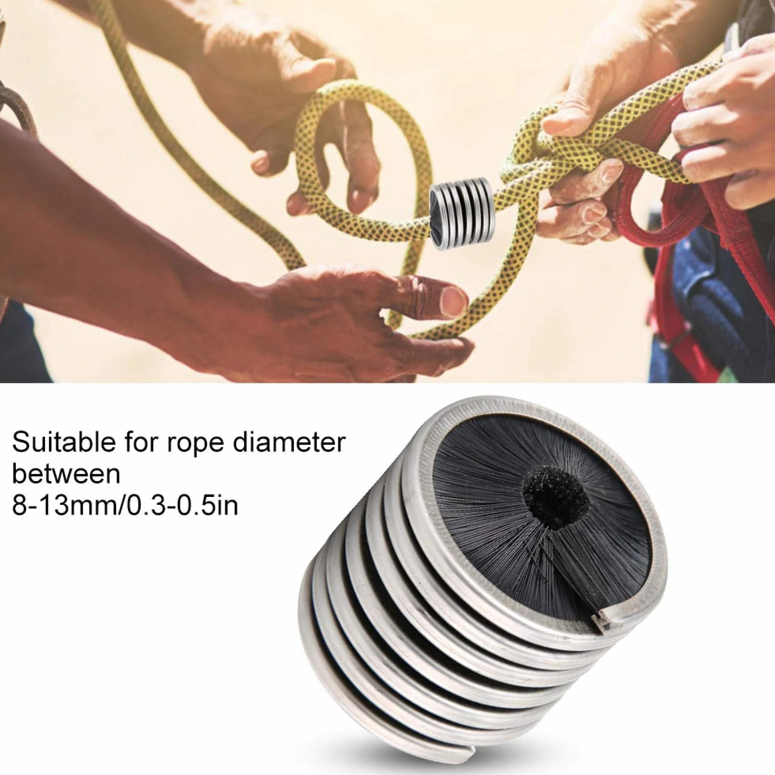 Spazzola per Pulizia Corda da Arrampicata, Compatibile 8-13 mm, Portatile