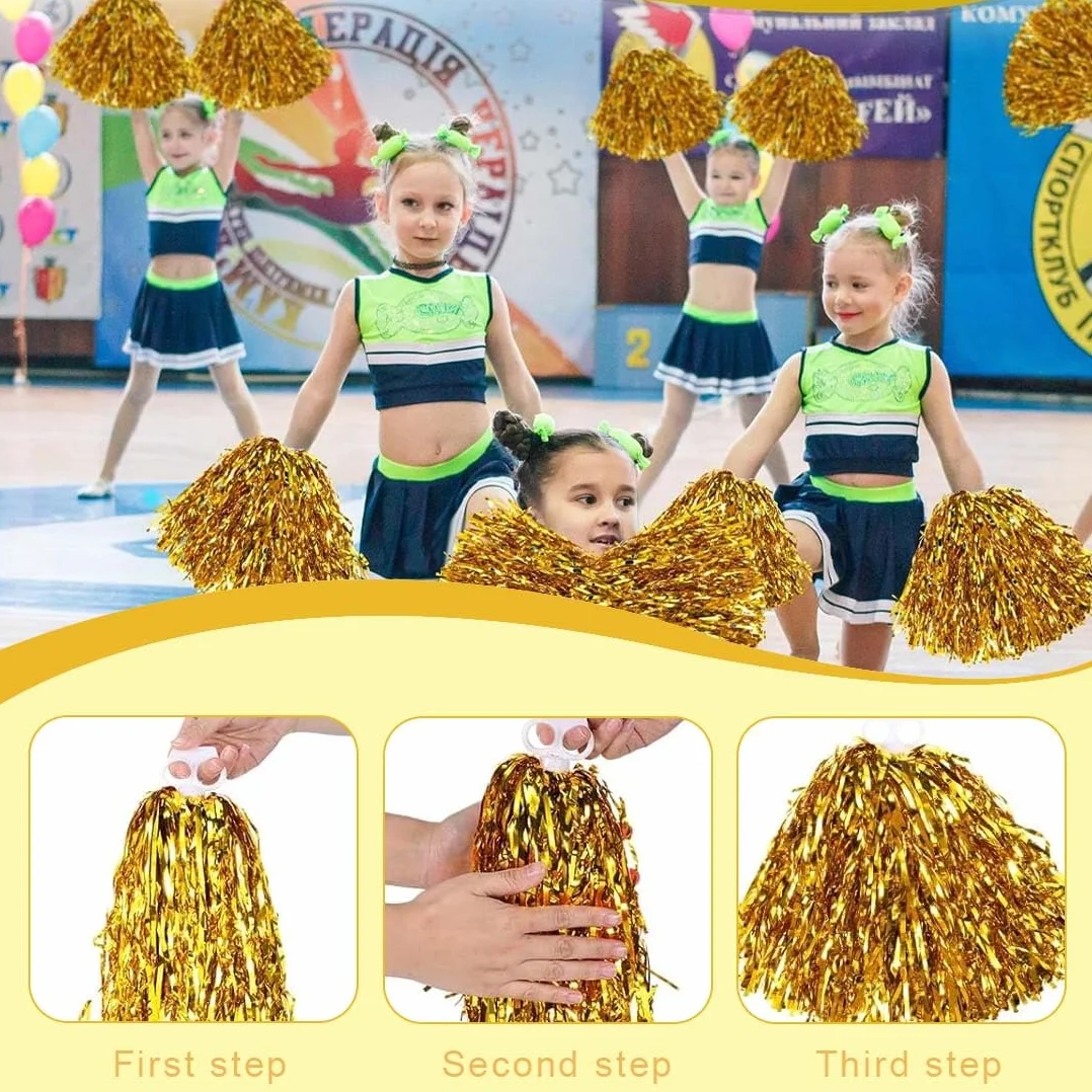 Pom Pom Cheerleading Accessorio Danza per Feste Sport, 2 Pezzo