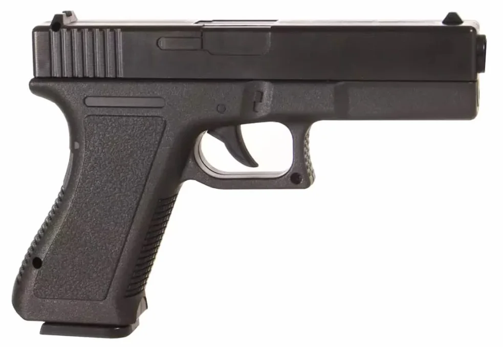 Pistola a Sfera Airsoft MK1 Modello a Molla Ricarica Manuale Colpo per Colpo Colore Nero Plastica ad Alta Resistenza Potenza 0,3 Joule 190x140mm