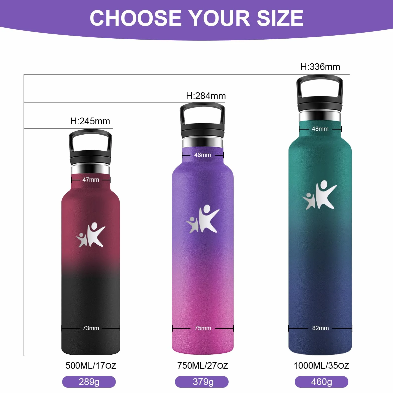 Borraccia Termica 750 ml Acciaio Inox con Cannuccia, Senza BPA, a Prova di Perdite per Bevande Gassate Fitness Campeggio