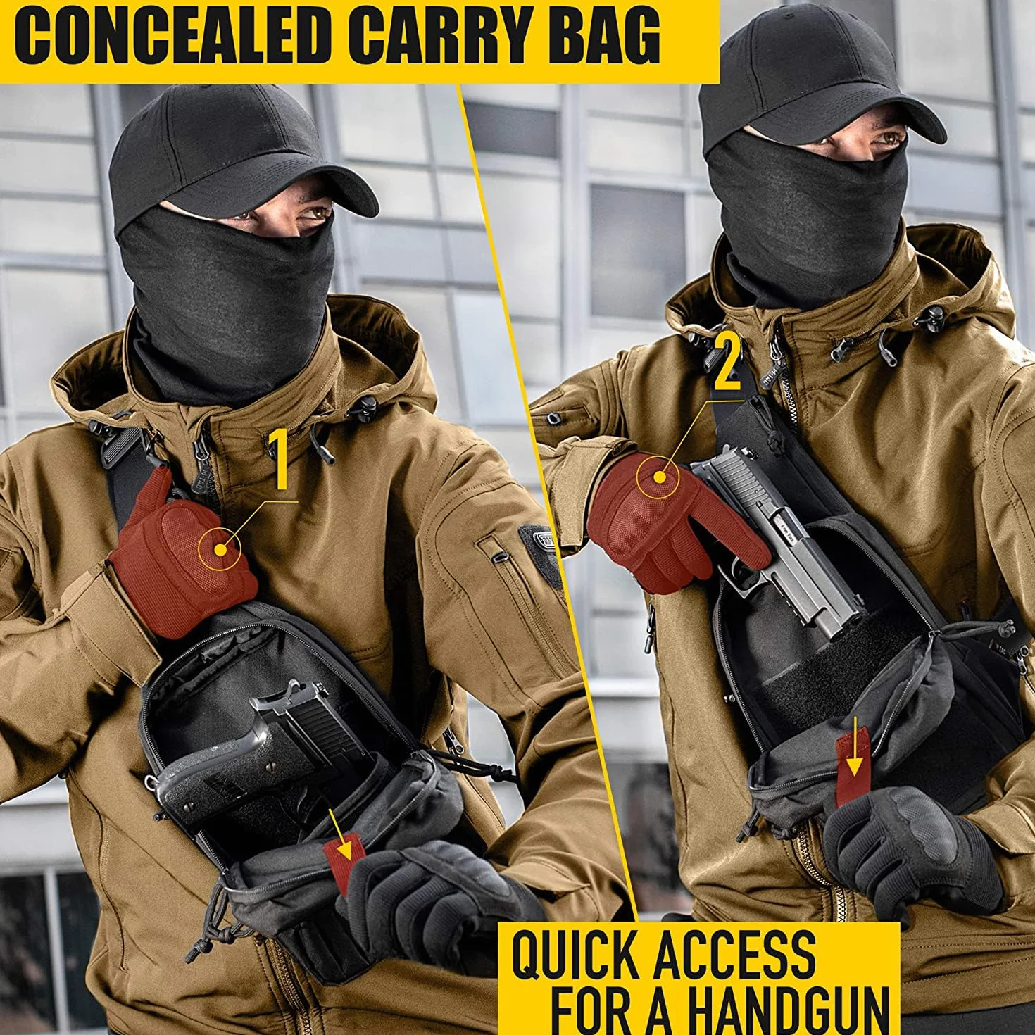 Borsa a tracolla tattica militare nascosta pistola fondina portapistola per campeggio caccia