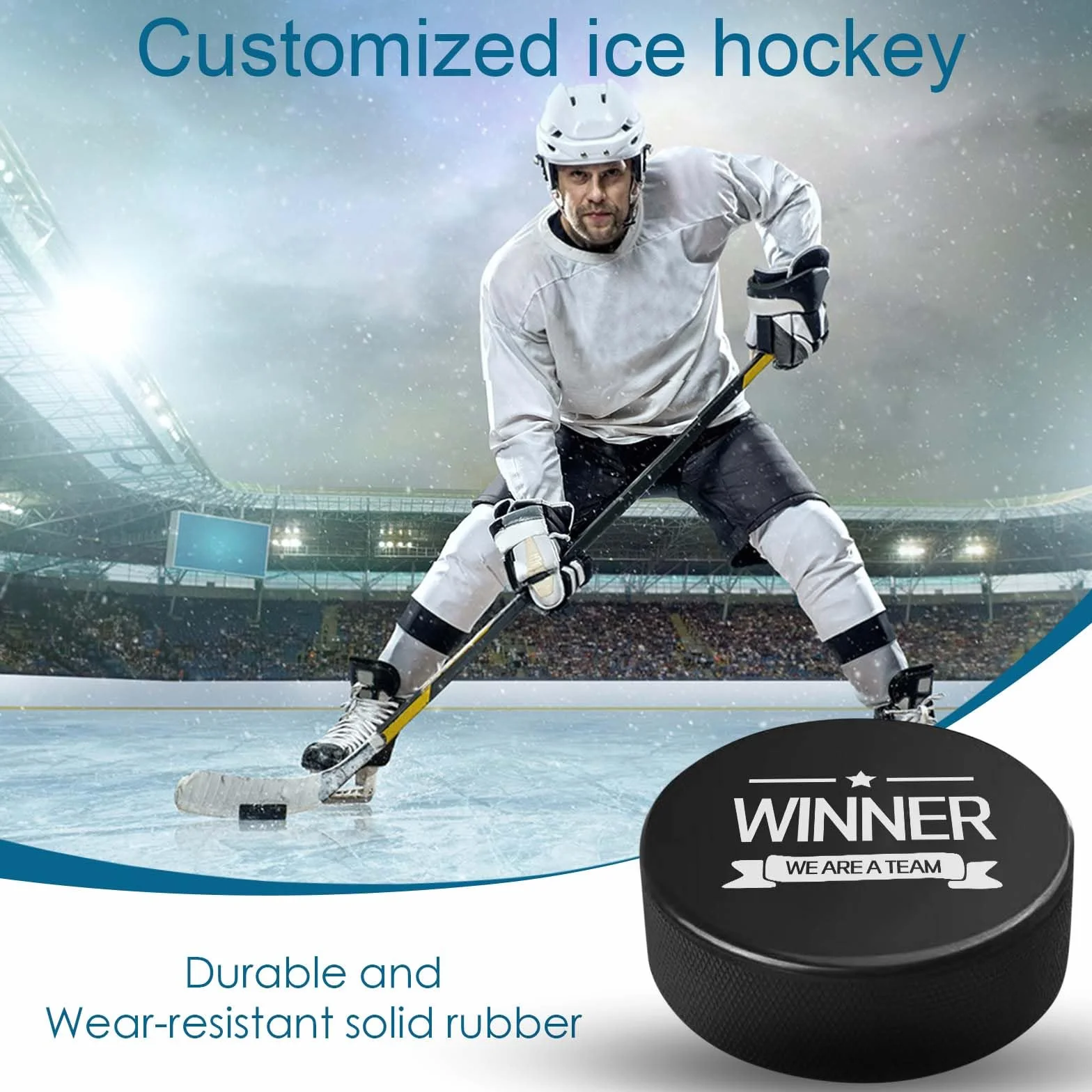 Puck da Hockey Personalizzati con Foto e Logo,Puck da Hockey su Ghiaccio da Competizione Standard Personalizzati,Regali di Hockey per Tifosi Uomo Ragazzi Fidanzato Marito papà Allenatore
