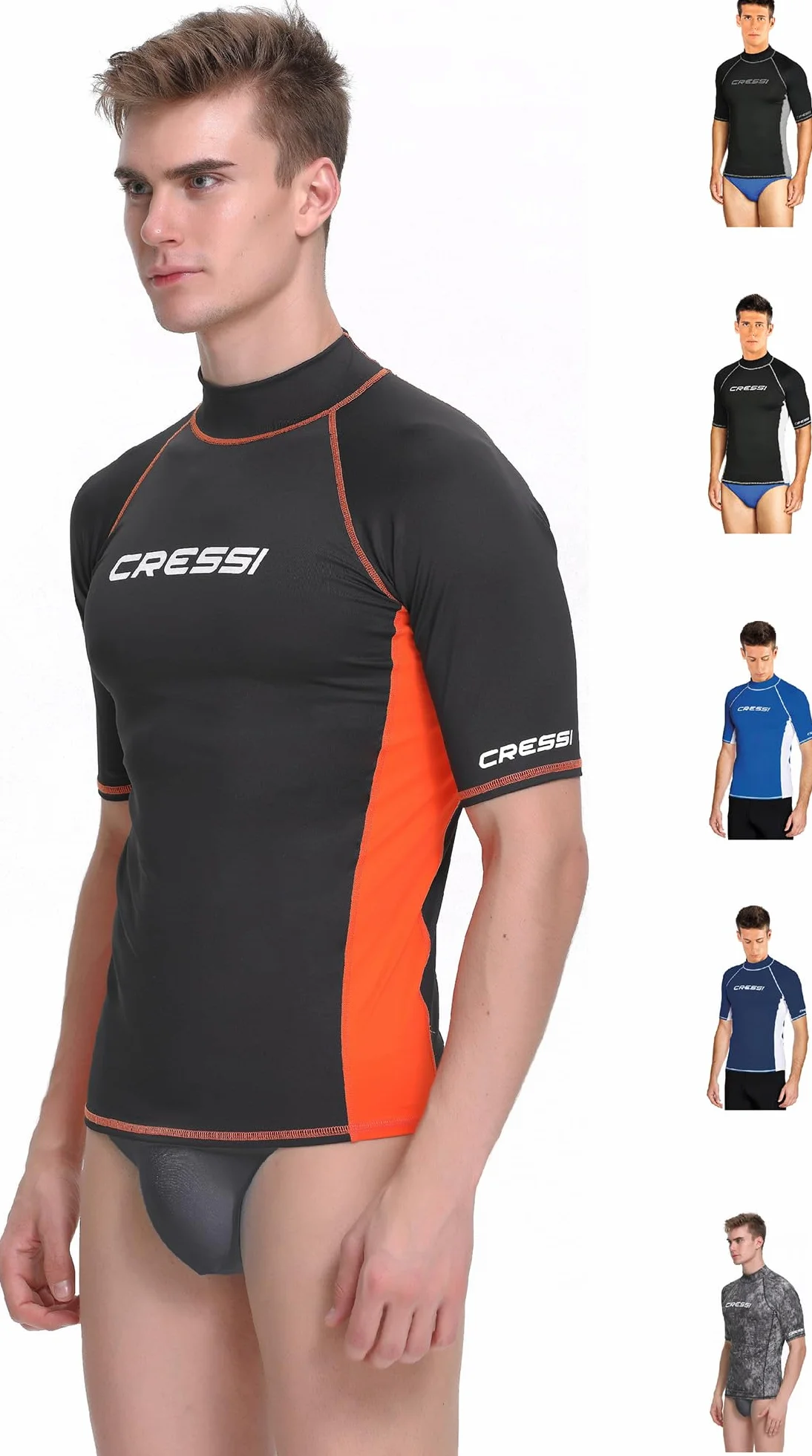 CRESSI Rash Guard Man Short/SL - Maglietta Uomo Manica Corta Tessuto Elastico Avvolgente Antiabrasione, T Shirt Tecnica Snorkeling Immersione Surf, Muta Sub Maglia Tecnica Protezione Raggi UV UPF 50+