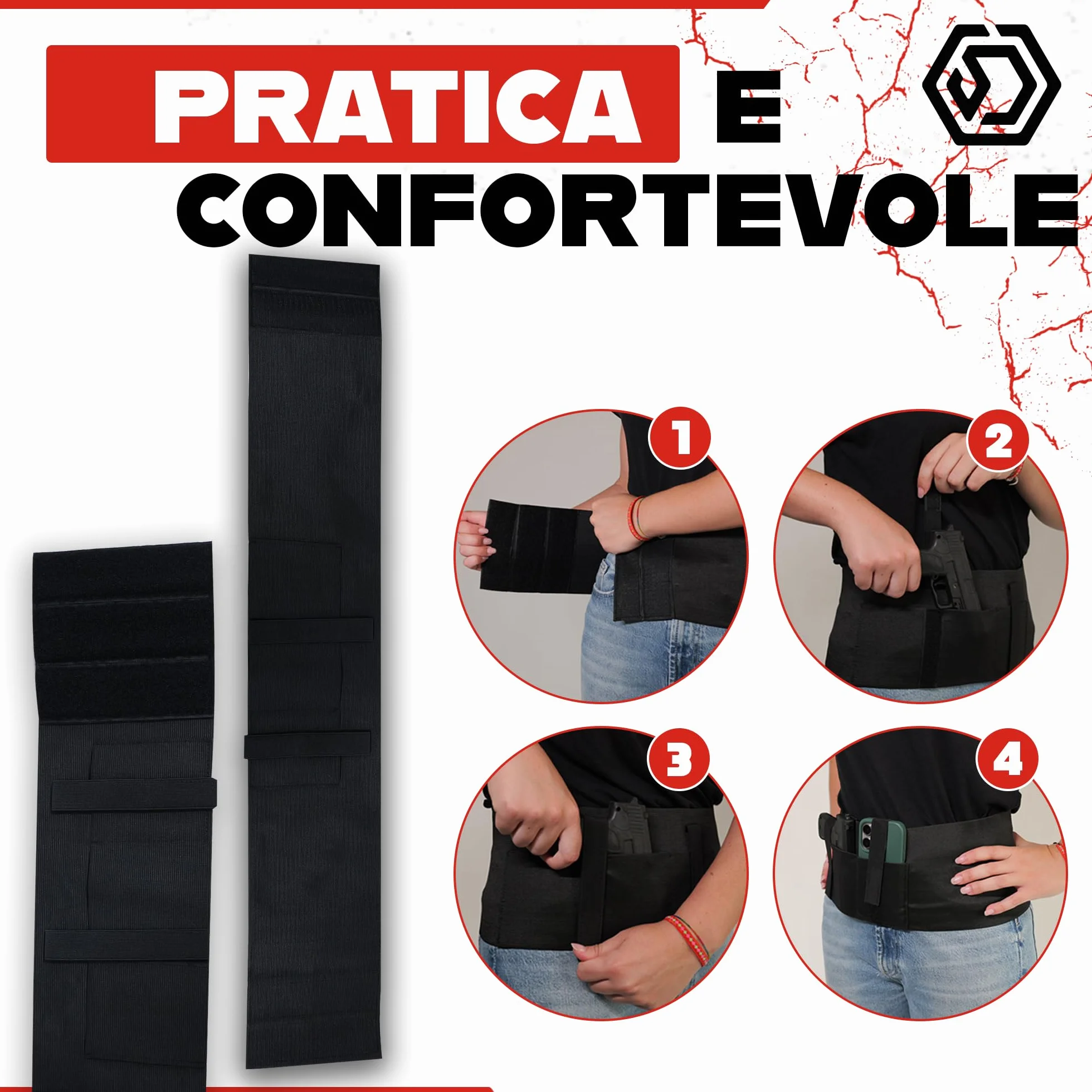 Fondina Pistola Nascosta Elastica Universale Cintura Tattica Antiscippo Multiuso