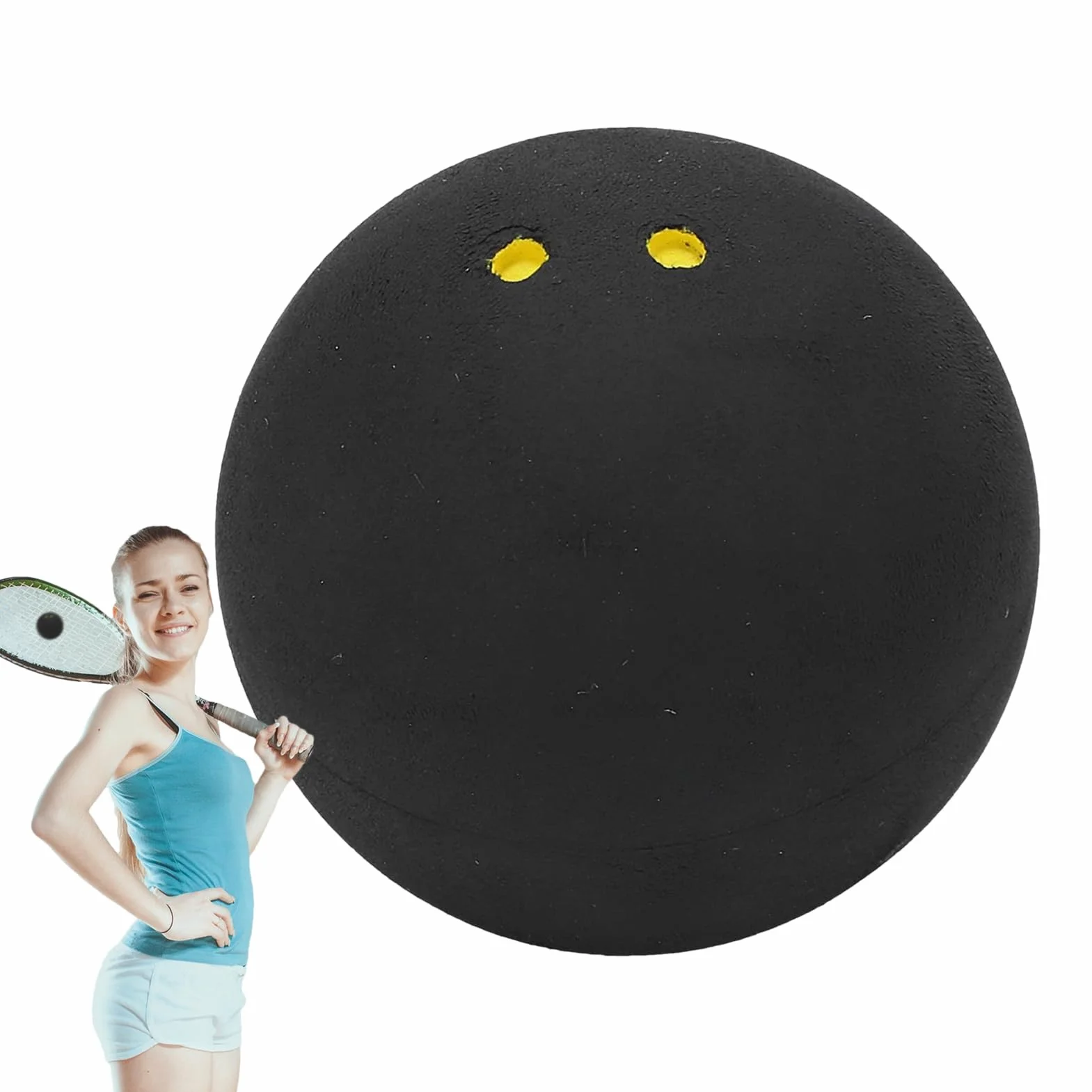 Palline Da Squash Punto Giallo Doppio, Palla da Squash per Competizione con Rimbalzo Elevato