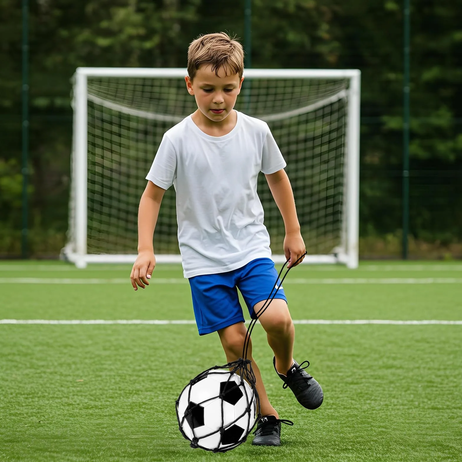 Set 2 pezzi da allenamento calcio con rete regolabile accessori esercizi misure 3 4 5