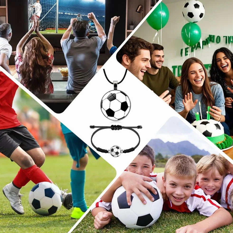 Set Bracciale e Collana da Calcio Regolabili per Ragazze Tifosi