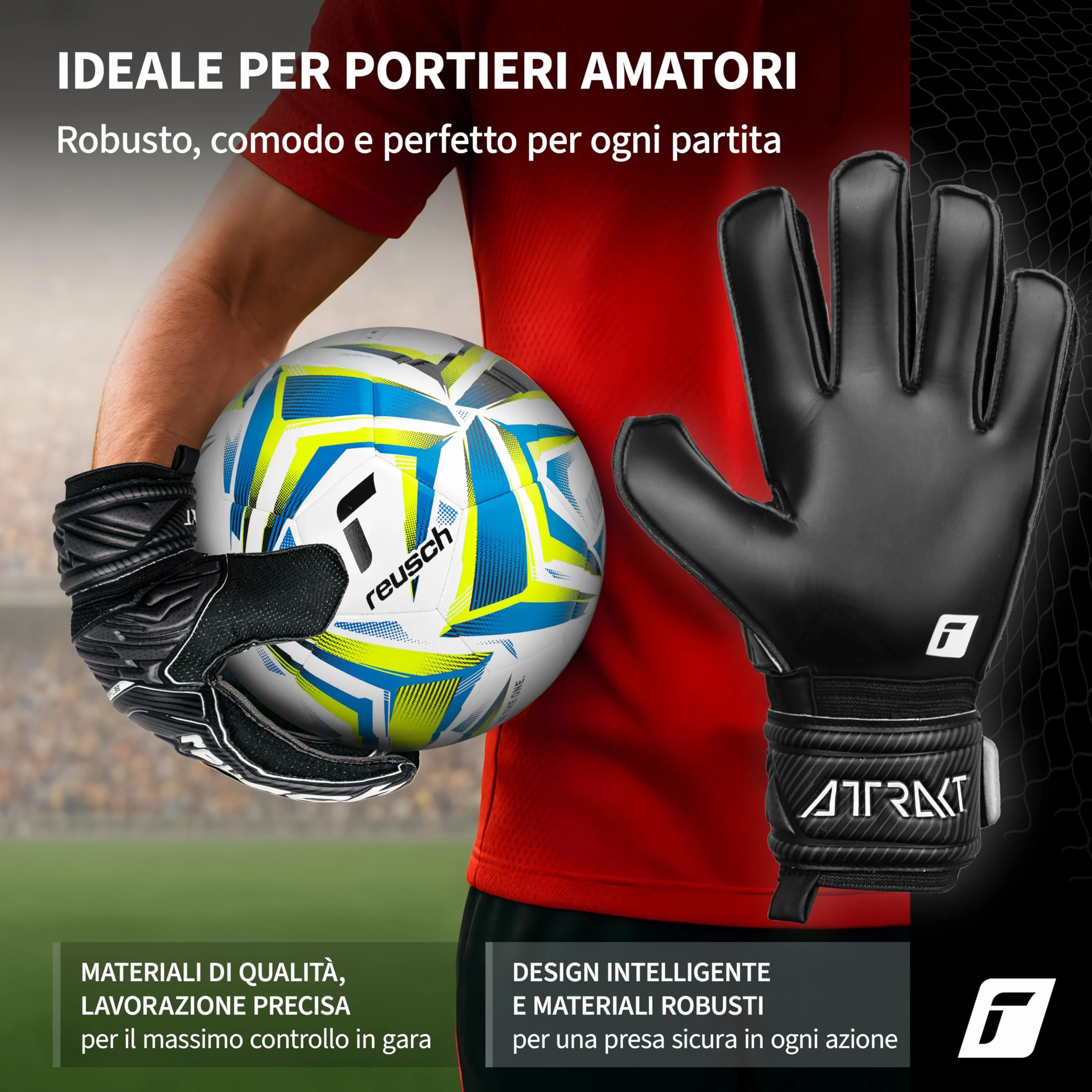 Reusch Attrakt Solid Guanti da Portiere Lattice Sintetico Full Strap Elastic Cuff
