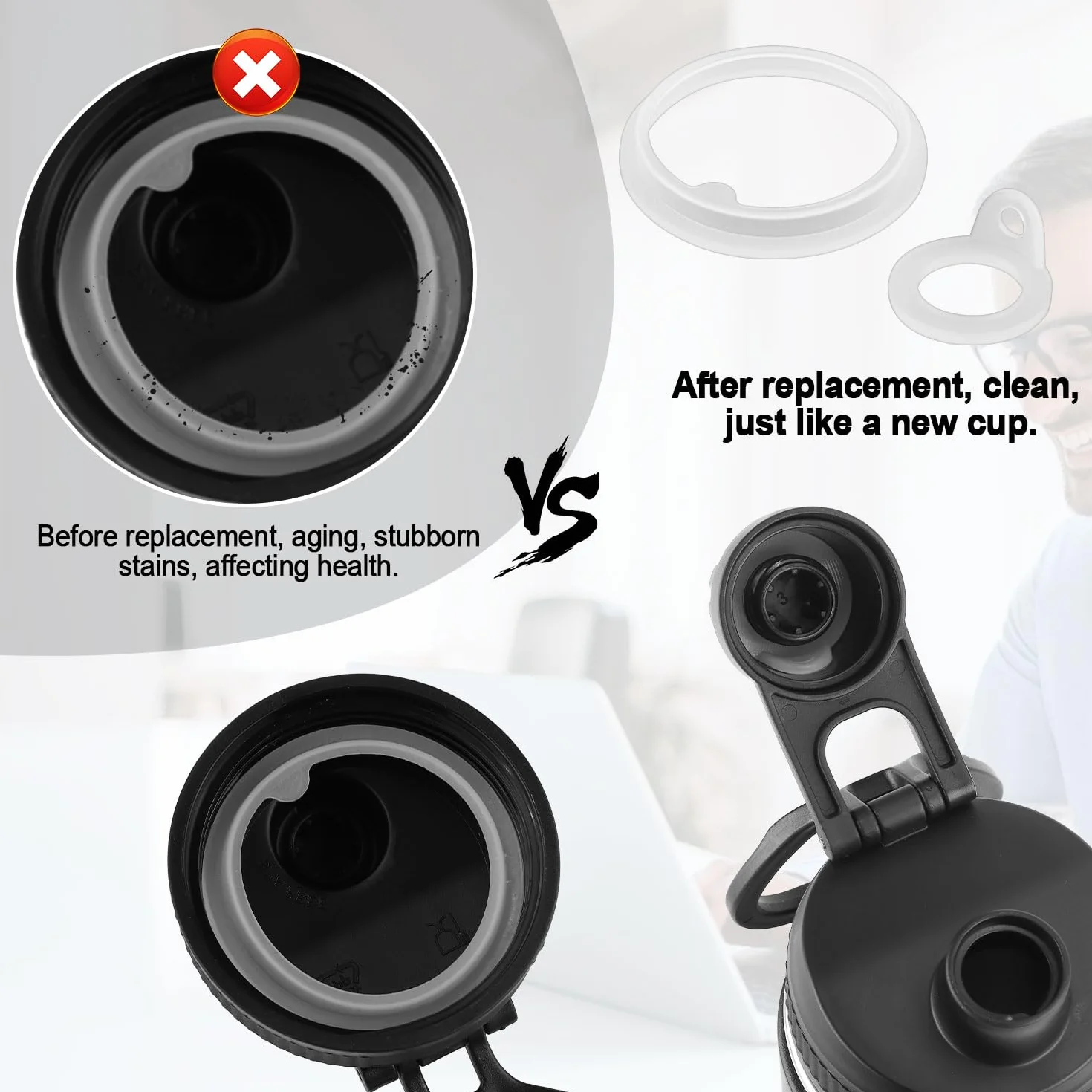 PEUTIER 4pz Guarnizione Borraccia Silicone O-Ring Ricambio Compatibile TAKEYA Actives