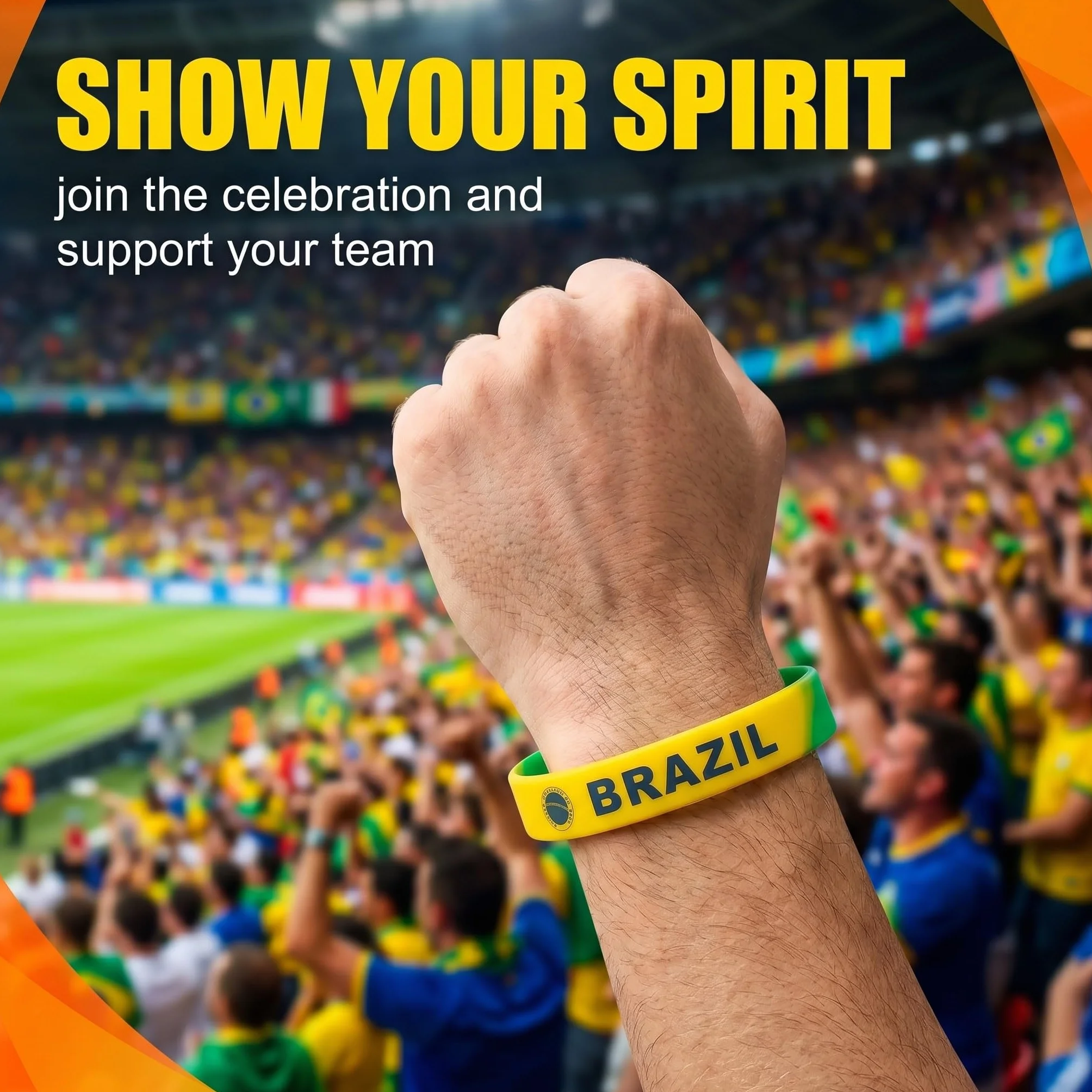 Braccialetti Silicone Bandiera Brasile 6 Pezzi, Bracciali Rubber Brasile Fan, Accessori Calcio Tifoso