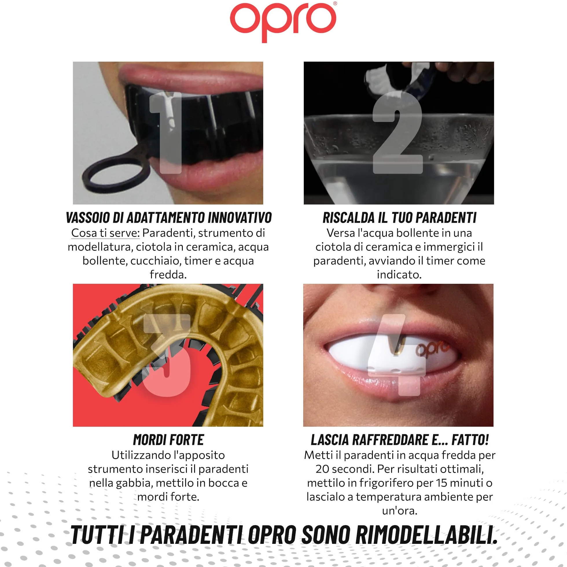 OPRO Paradenti Livello Oro – Aderenza Ottimale – Protezione Dentale per Boxe, MMA, Rugby, Hockey