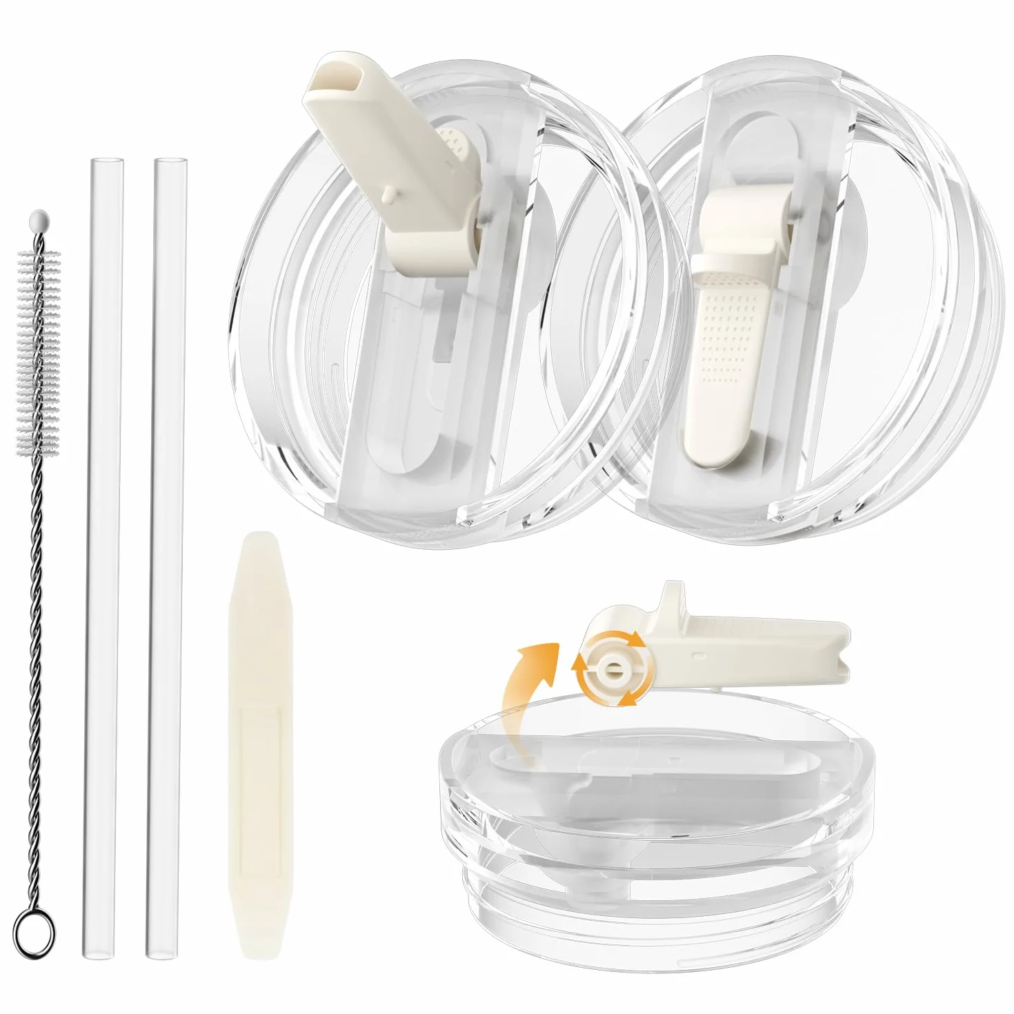 Coperchio per Stanley Quencher 30 oz, Coperchi in PC Antigoccia con Cannuccia Pieghevole, Bianco