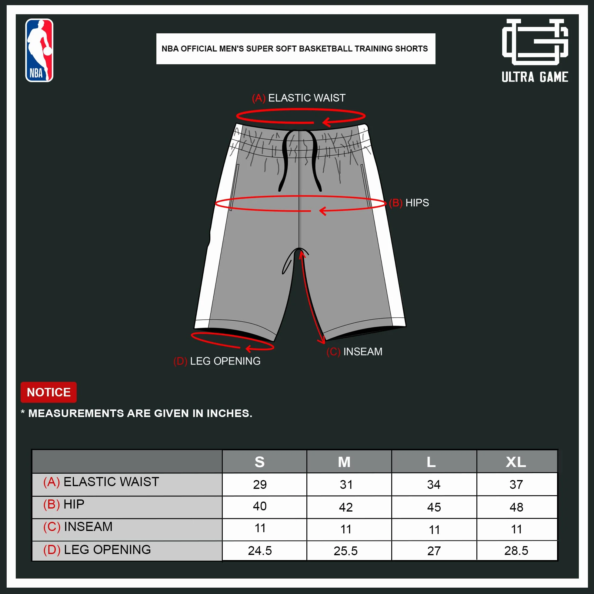 Ultra Game NBA Men's Active Soft Workout Basketball Training Shorts