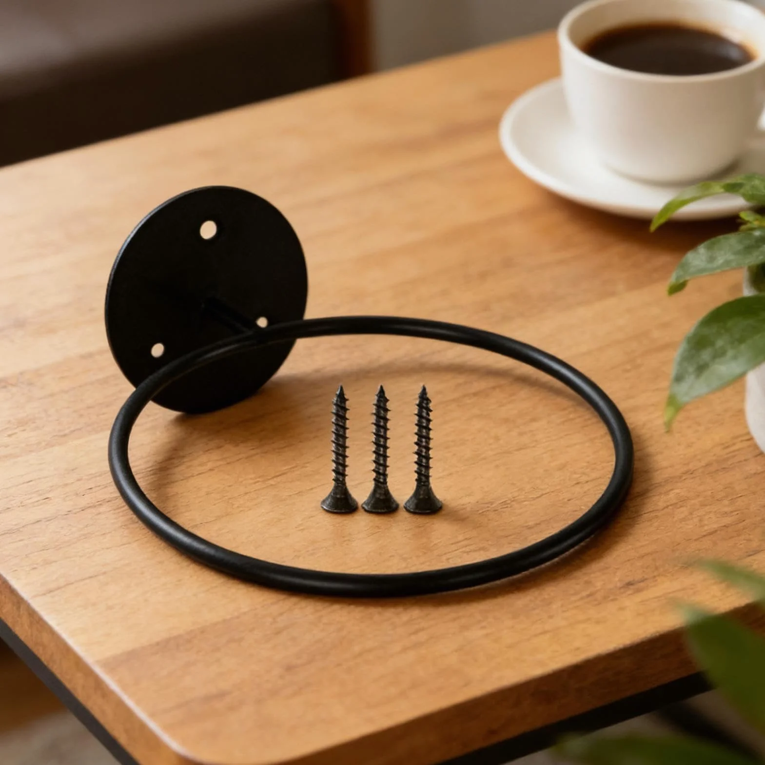 Generico Supporto da parete per basket - Portaoggetti nero montato a parete con viti, display in metallo