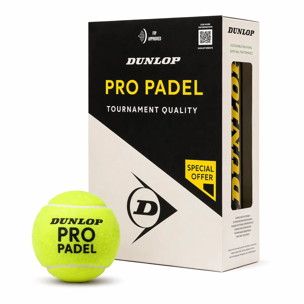 DUNLOP Pro Padel Balls - Palline da padel per tornei e competizioni