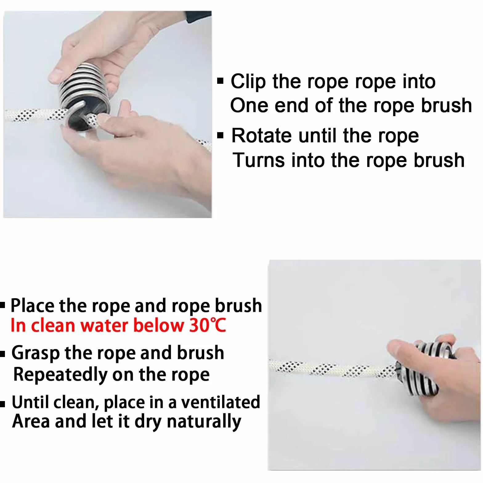 Spazzola per Pulizia Corda da Arrampicata, Compatibile 8-13 mm, Portatile