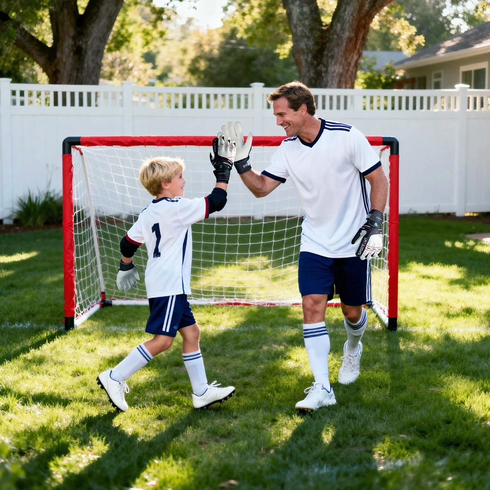 Sportout guanti per portiere adulti bambini imbottiti nero