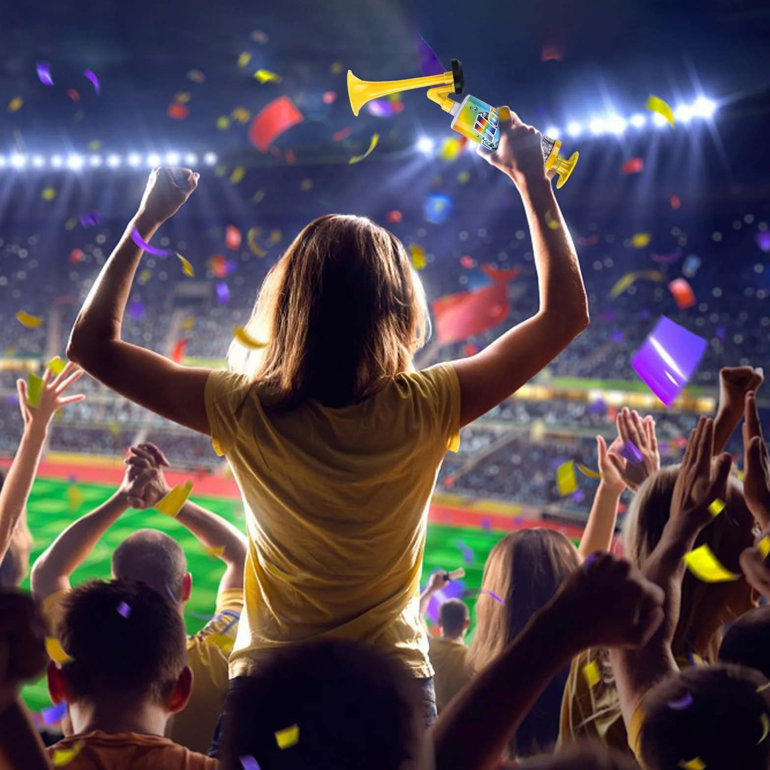 Air Horn Portatile Tromba d'Aria Corno da Stadio Estremamente Forte Handheld Riutilizzabile per Eventi Sportivi