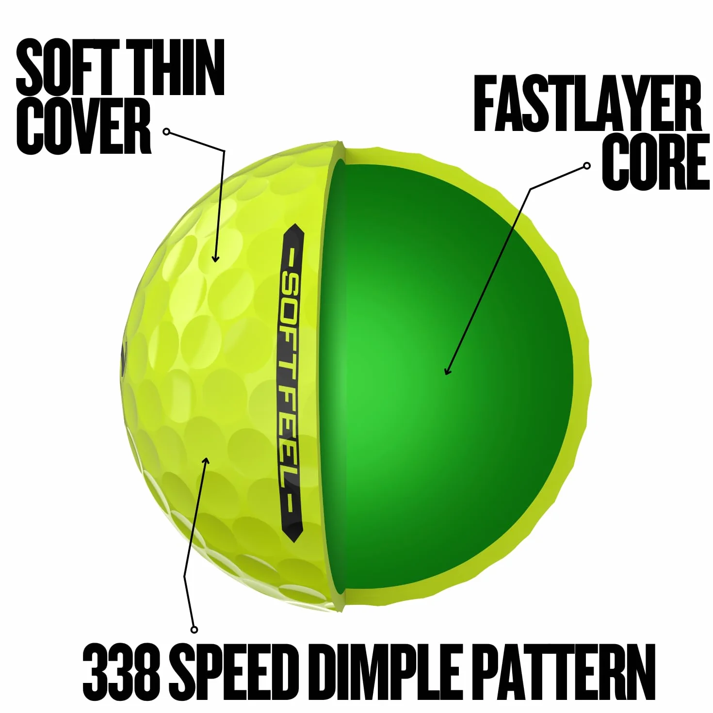 Srixon SOFT FEEL 13 & 14 Palline da golf ultra-morbide a lunga distanza Giallo/Bianco