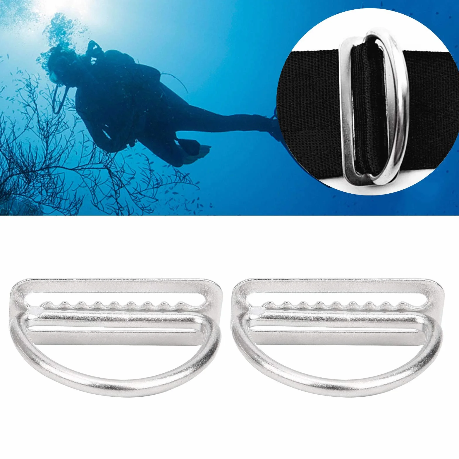BuyWeek Porta Pesi per Immersioni 2 Pezzi Anello a D Acciaio Inox 304