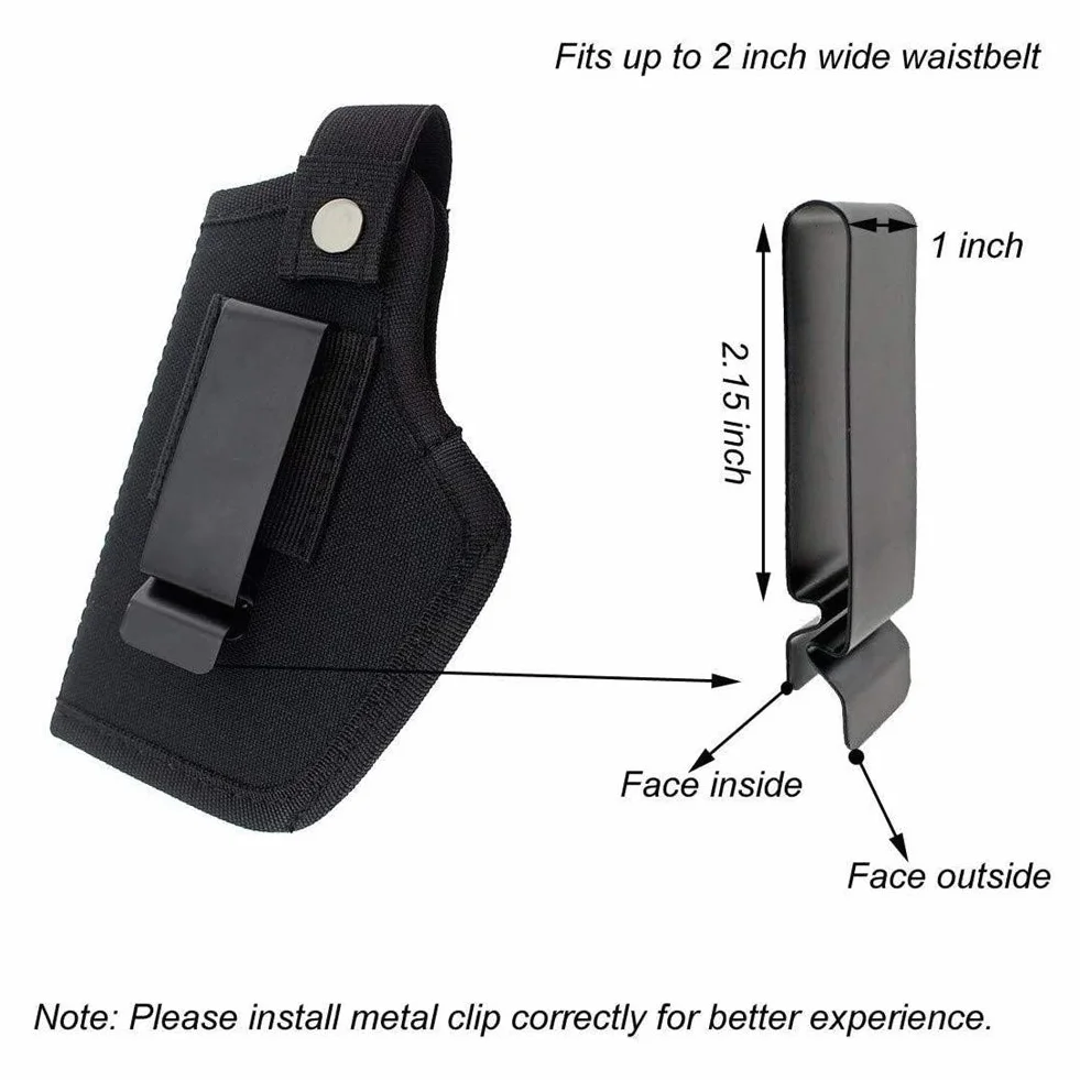 Fondina Universale IWB Pelle PU per Pistola, Compatibile Glock 17/19/23 Beretta 92 FS