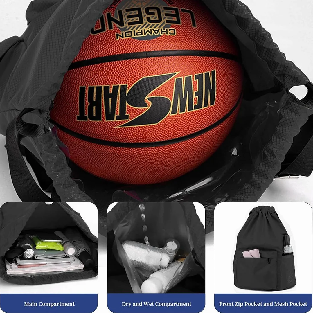 Borsa a Rete Zaino Calcio Basket Nero 50 cm × 33 cm