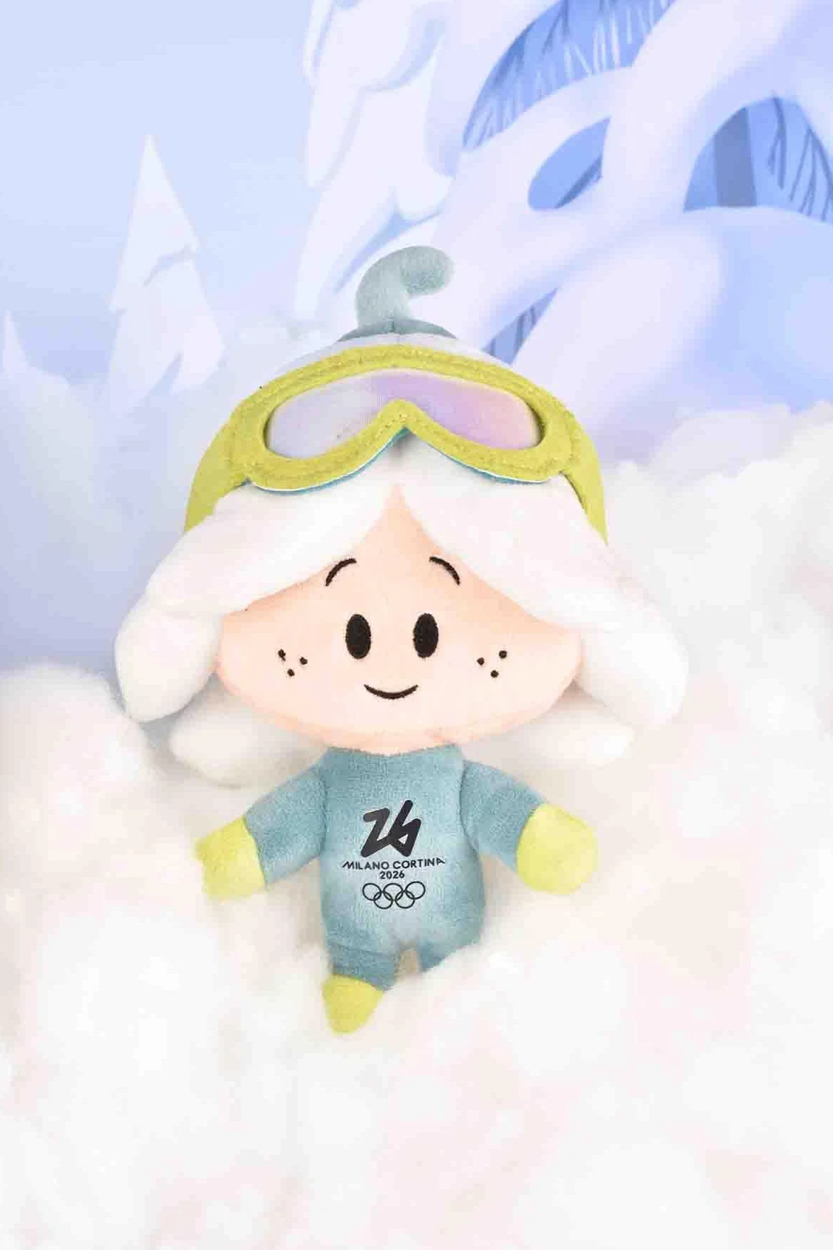 Doudou et Compagnie – Milano Cortina 2026 – Peluche Ufficiale Sport FLO (Maschera da Sci) – Morbidissima – Collezione Flo Olimpica – Mascotte Tina & Milo – Giochi Invernali – 20 cm- LI4532