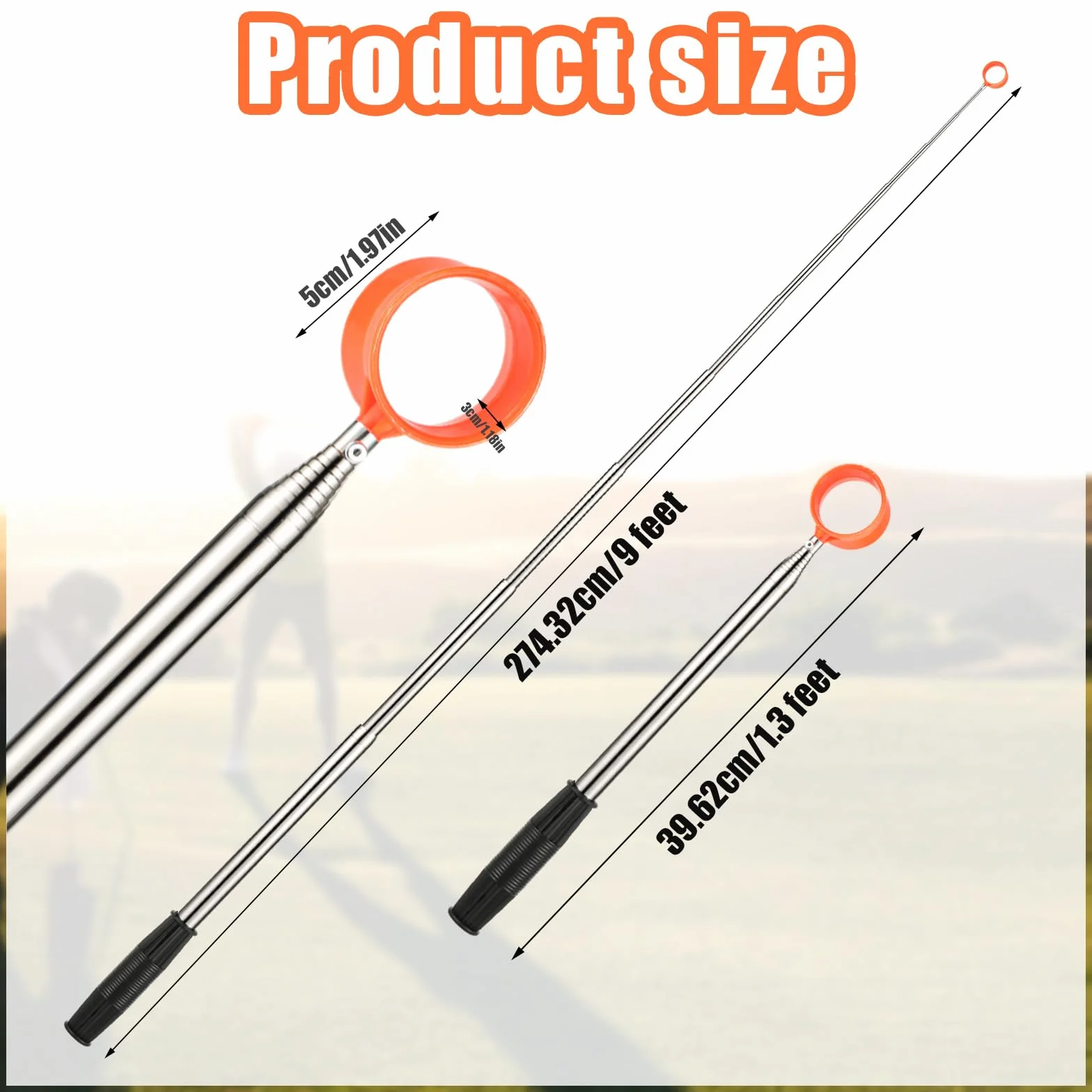 Raccoglitore per Palline da Golf Telescopico Antiscivolo 39,62-274,32 cm