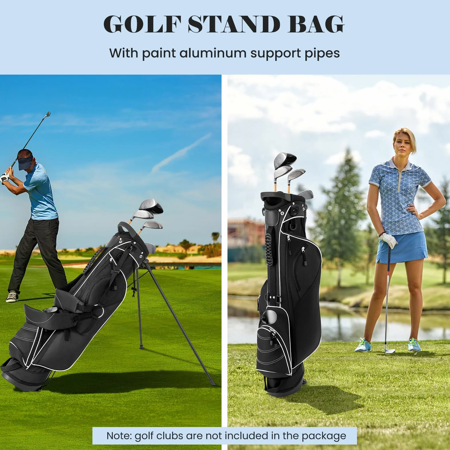 LIFEZEAL Borsa da golf, borsa portatile con 4 divisori divisori, borsa da golf con spallacci regolabili, borsa leggera per mazze da golf per uomo e donna