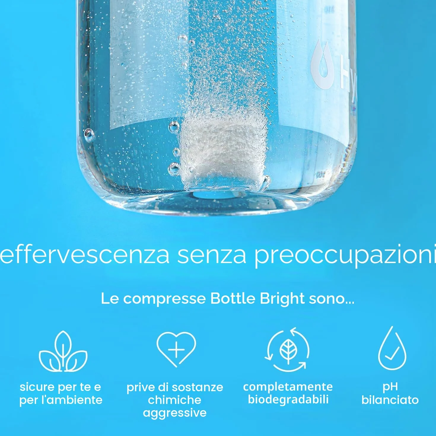 BOTTLE BRIGHT 12 Compresse Pulisce Borracce Termiche Bottiglie Acciaio Inox Contenitori Riutilizzabili