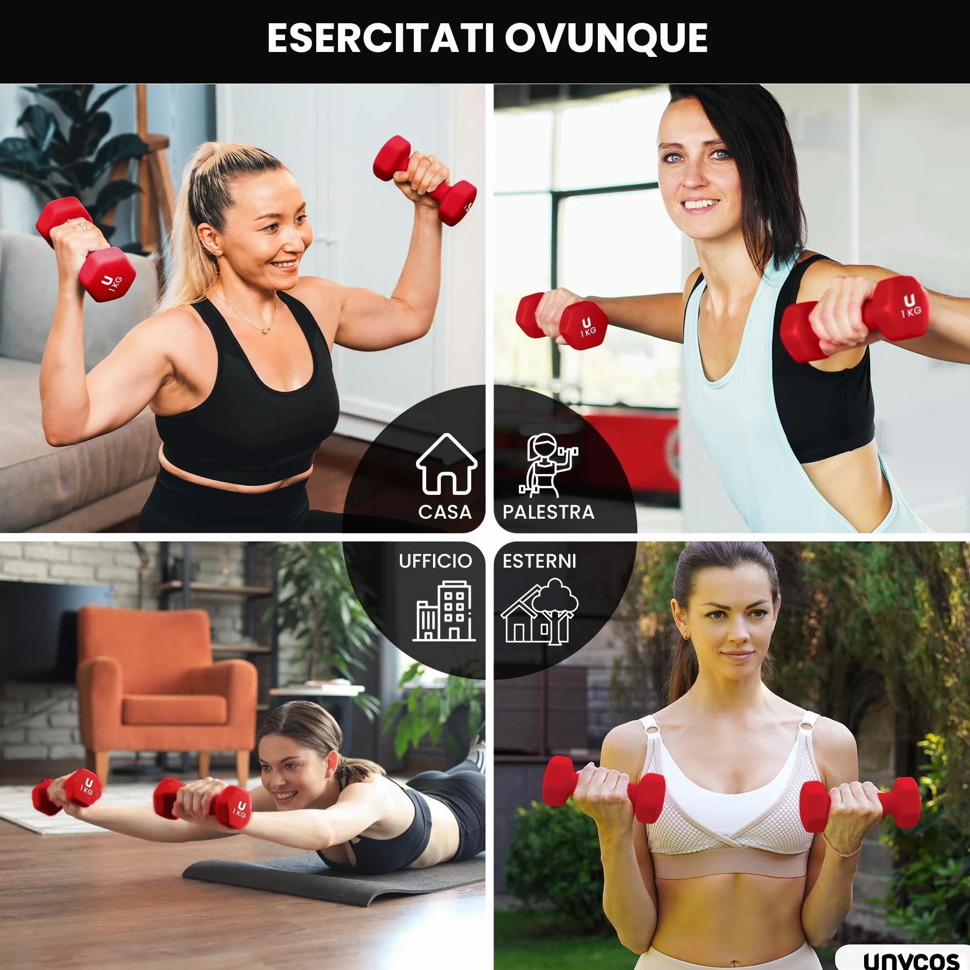 Manubri Esagonali Ghisa Neoprene 1-10 kg Set Pesi Antiscivolo Palestra Casa Fitness Allenamento Forza