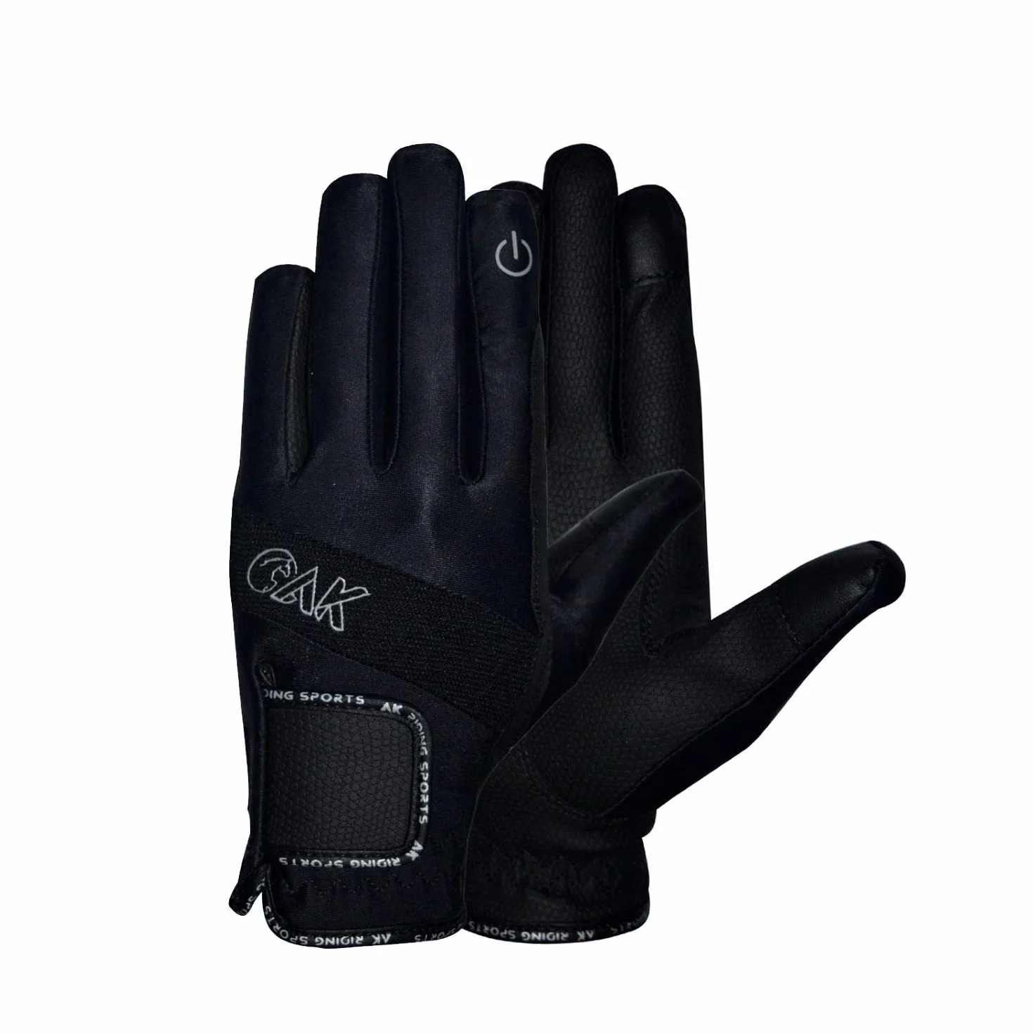 AK Embossed Champion Grip Horse Riding Gloves Touch Feature AKRS-8044 (3XS, Black)