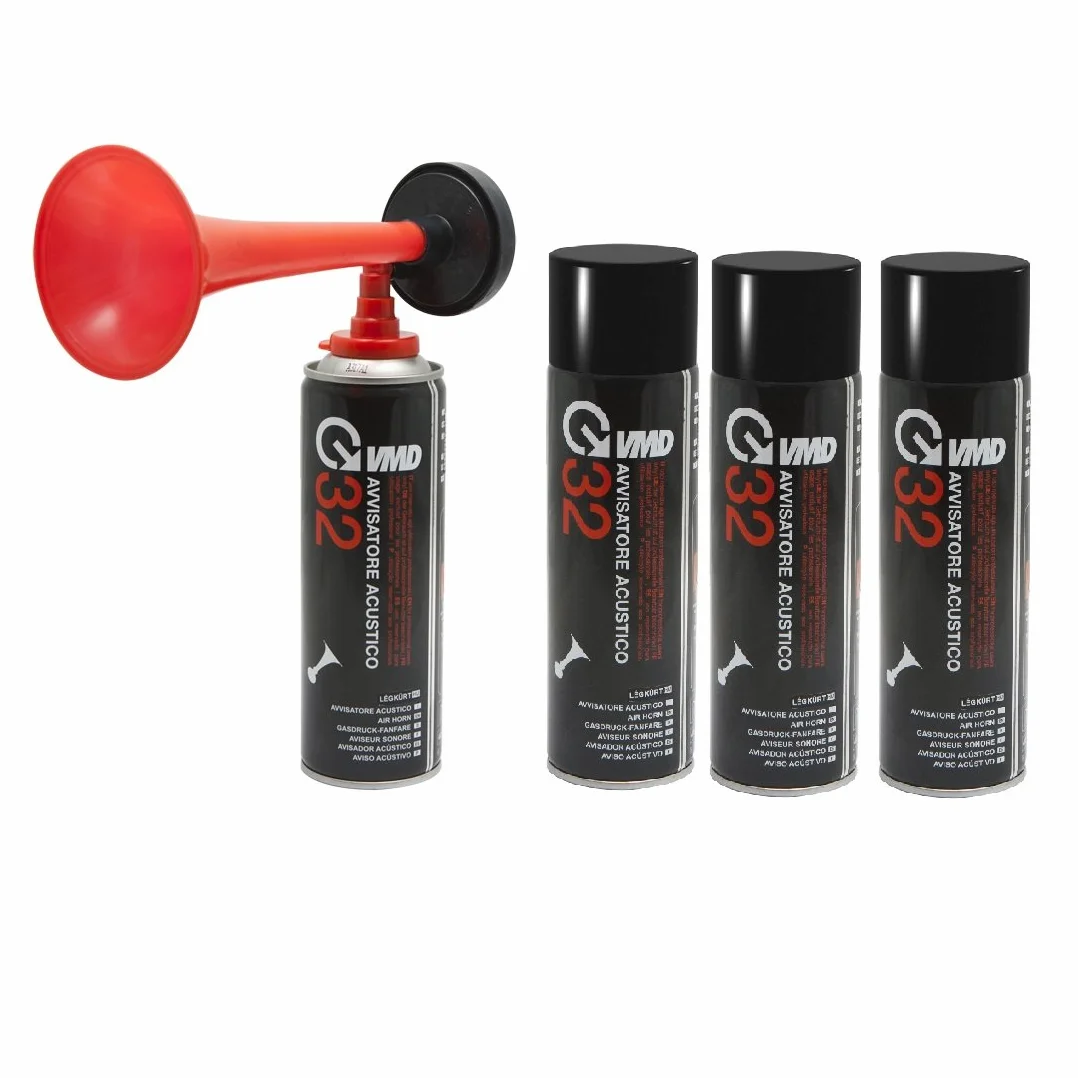 Tromba ad aria manuale 4 bombolette 300 ml per eventi sportivi
