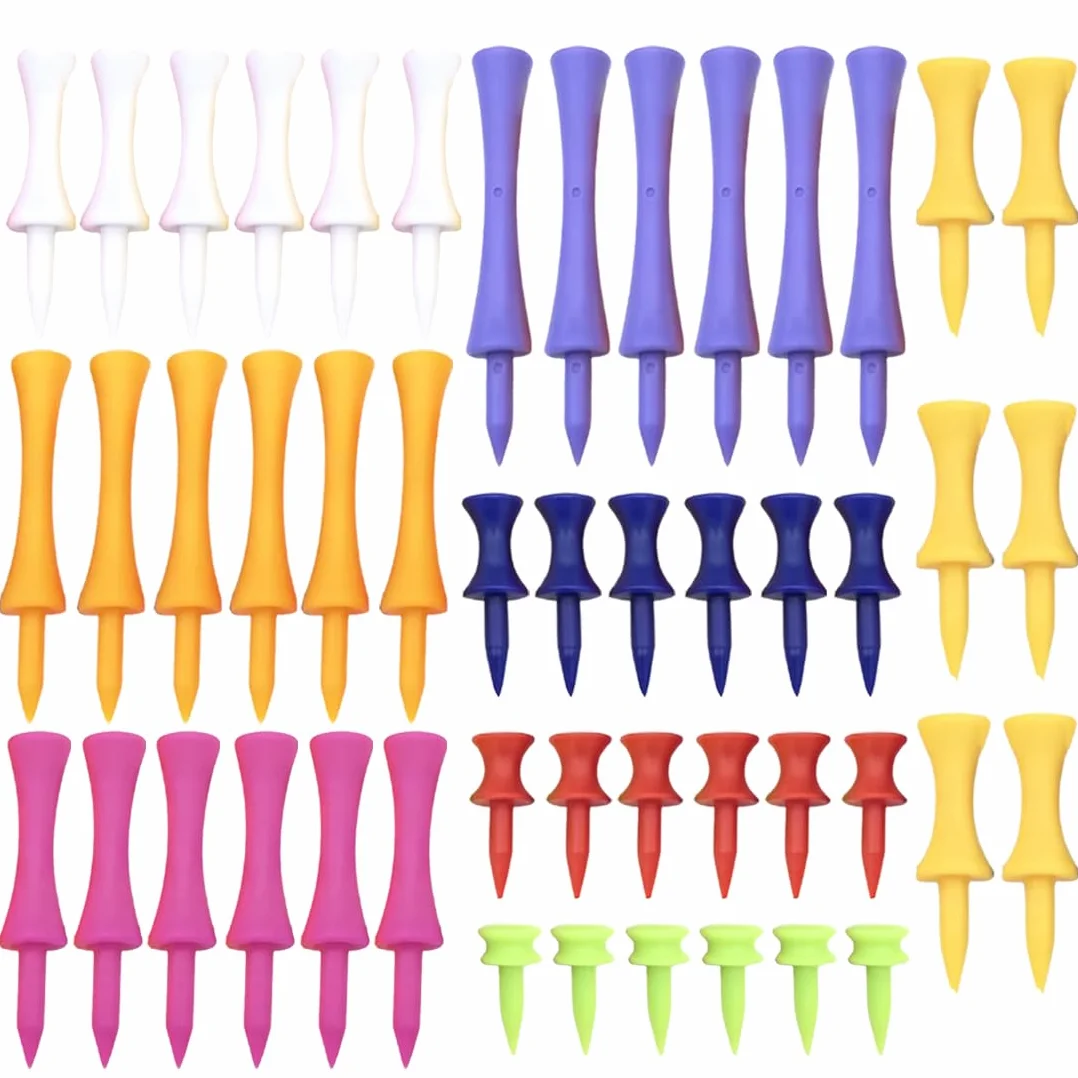 Golf Tees Professional 48 Pezzi, Golf Tee in Plastica, Controllo Altezza, Colore Misto, 25-83mm