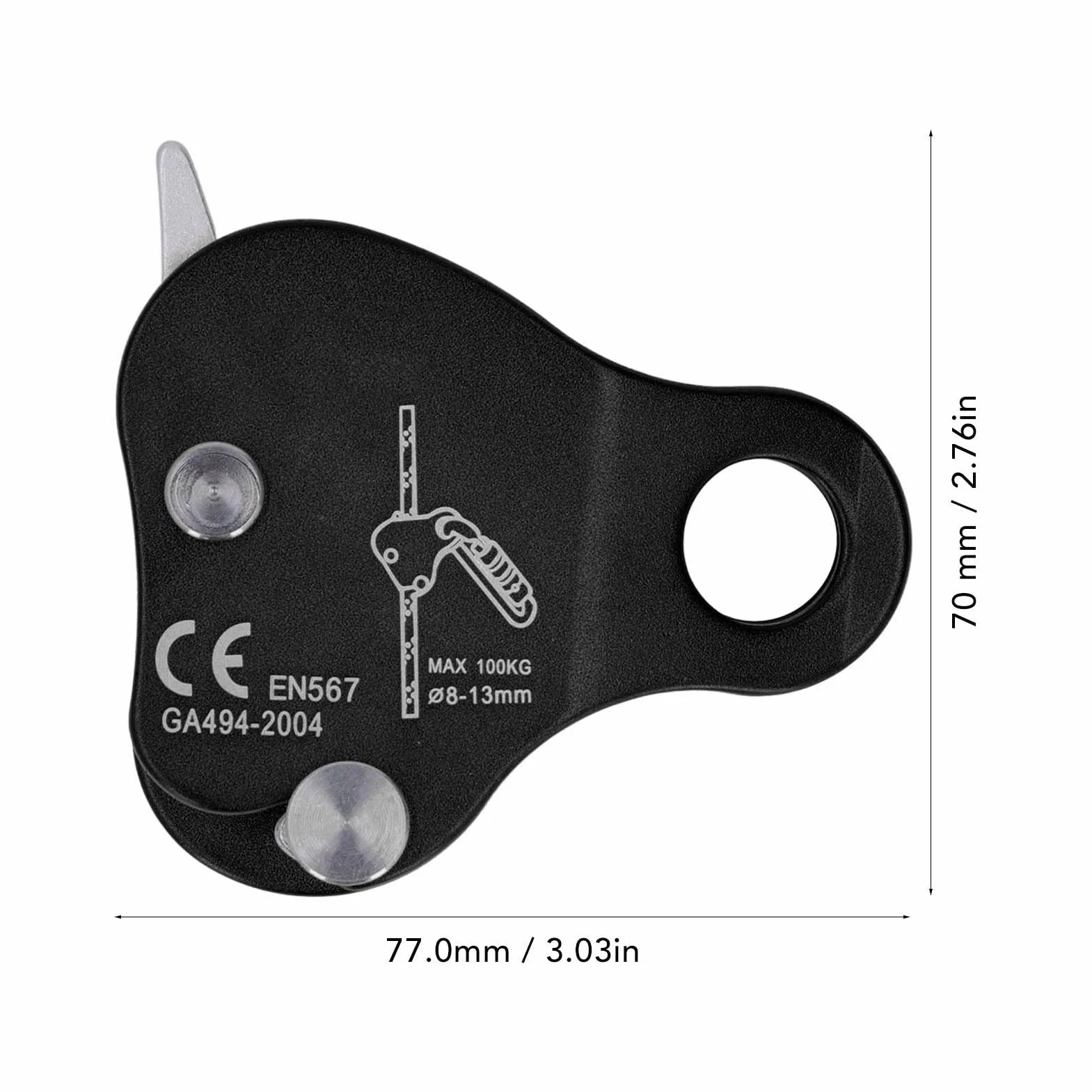 Keenso Fermacorda Autobloccante in Lega di Alluminio 8-13mm per Arrampicata Alpinismo