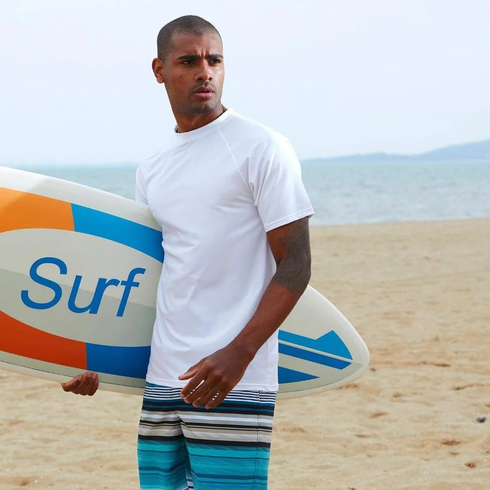 Arcweg Rashguard Mare Surf Uomo Maniche Corte Protezione Solare UV UPF 50+ Asciugatura Veloce Maglia Anti UV Pescs Stile Sciolto Elastica Maglietta Piscina