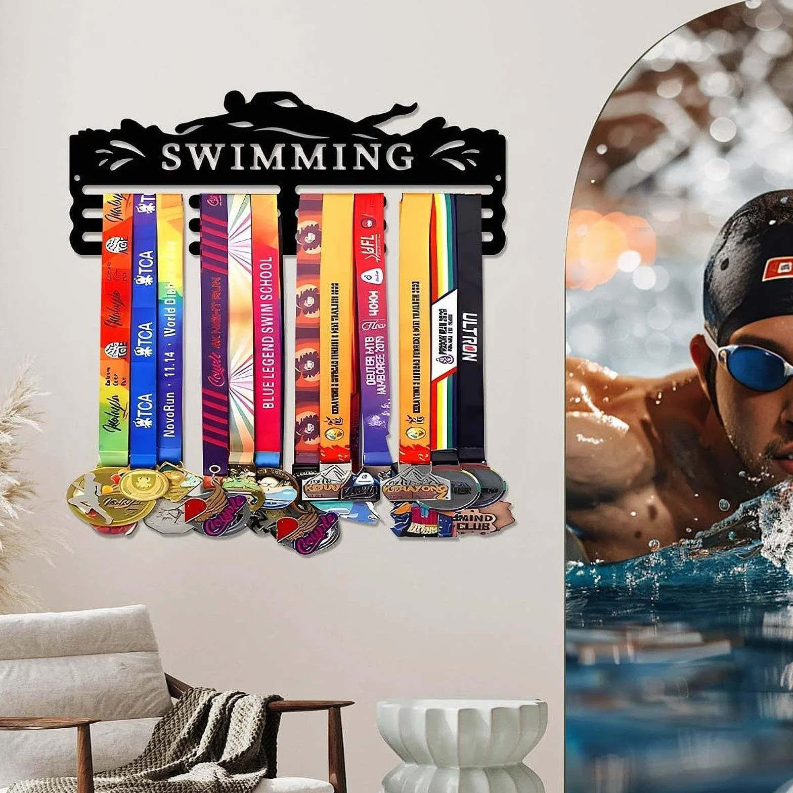 Organizzatore per Medaglie, Espositore per Medaglie, Supporto Sospeso in, Robusto Porta Medaglie, Nuoto