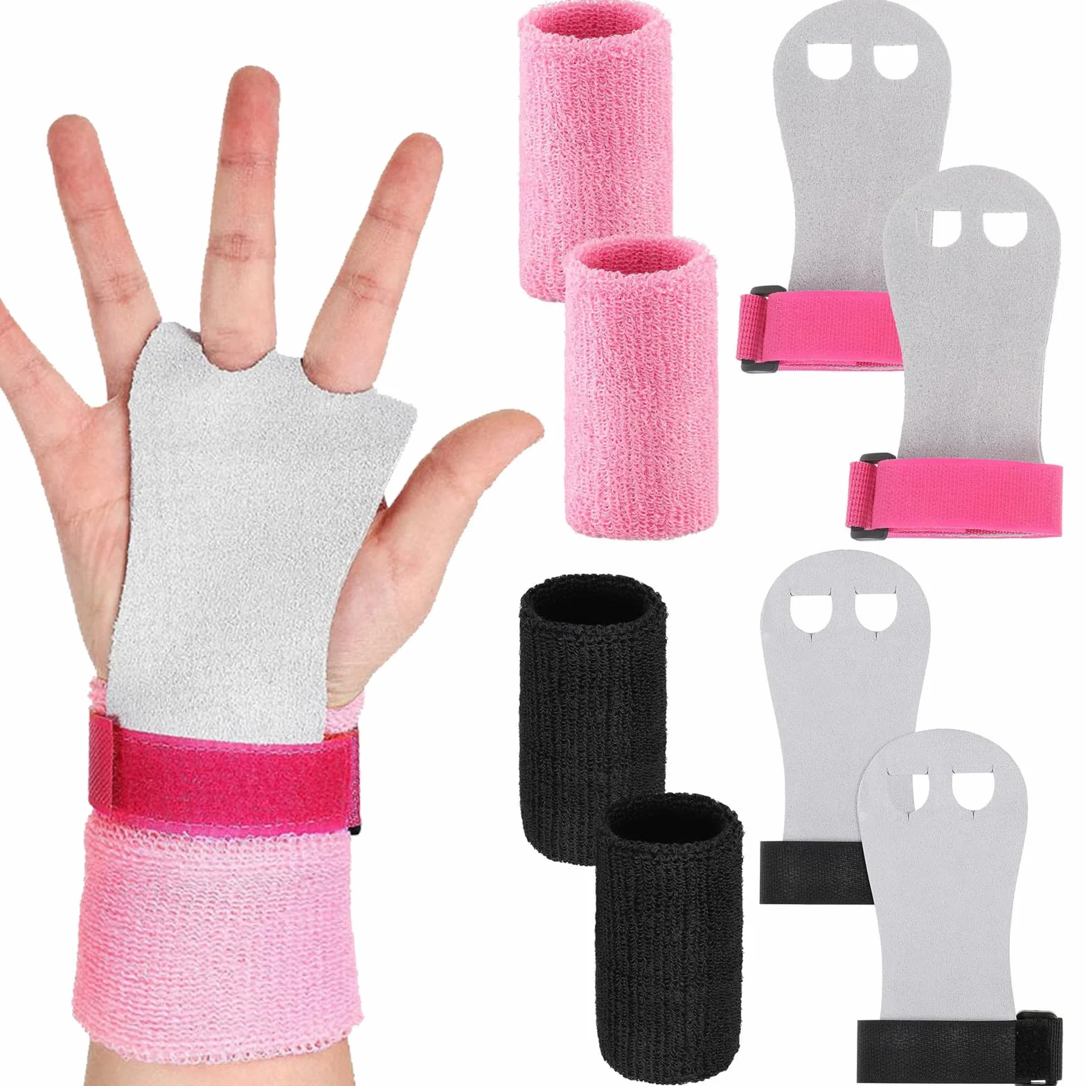 Manopole Paracalli Ginnastica Artistica Bambina con 4 Cinturini Protezione Polso Crossfit Palm Protector Grips