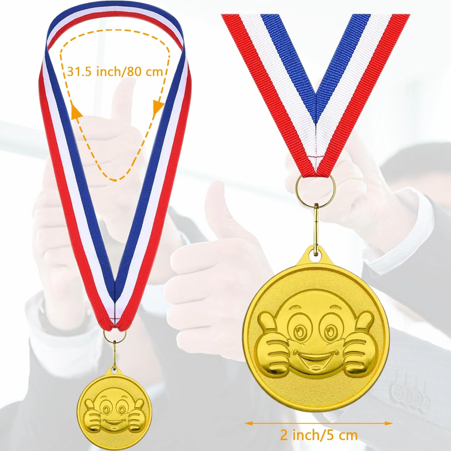 Donrime Medaglie per bambini 12 pezzi metallo dorato con collana feste sportive compleanni calcio torneo