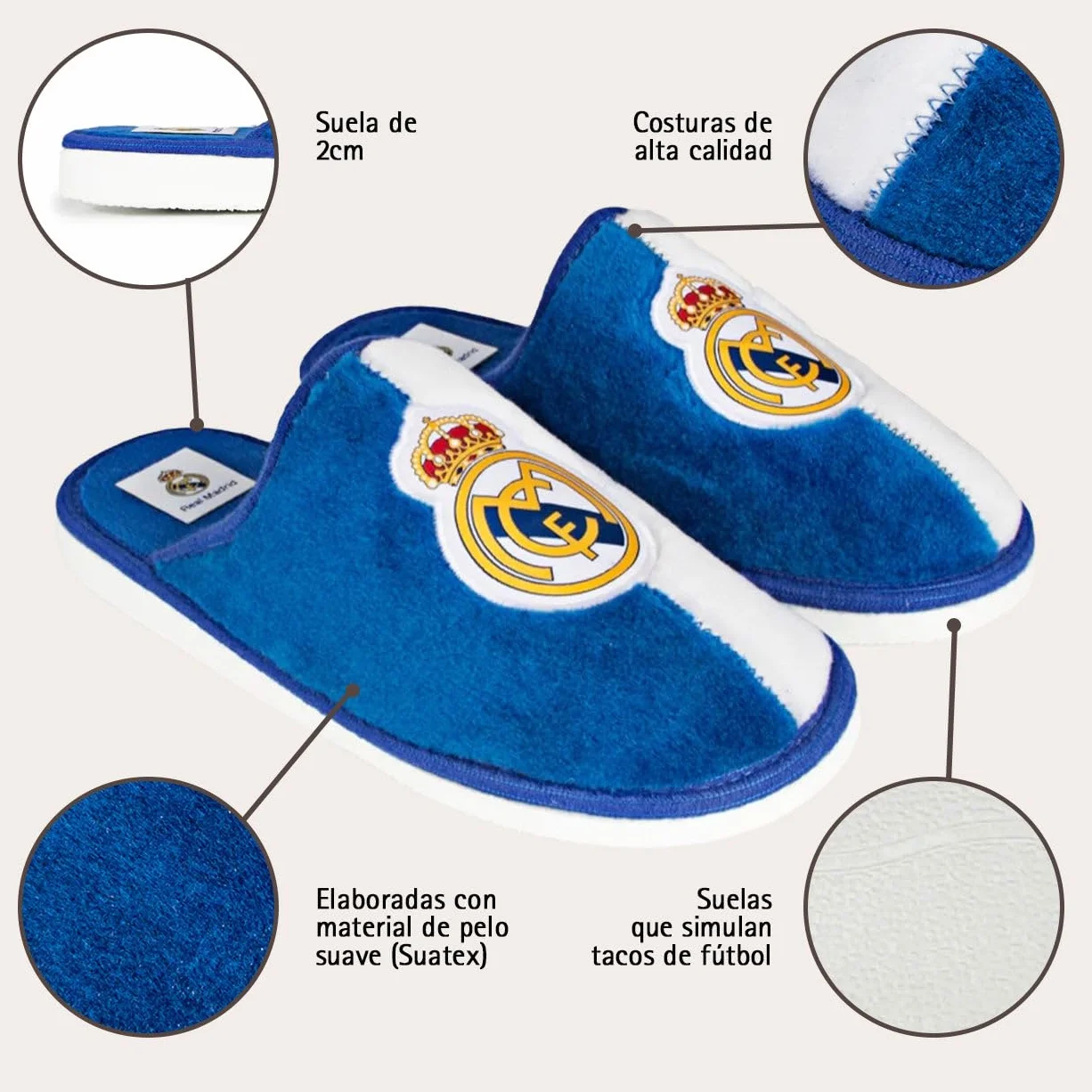 MARPEN SLIPPERS, Scarpe da casa Real Madrid CF ufficiali stagione 24/25 per uomo o donna, leggere invernali