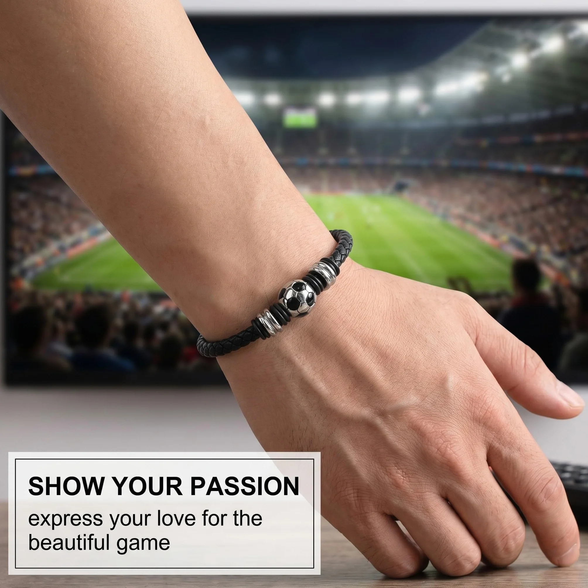 Bracciale da Calcio in Acciaio Inox Regolabile per Ragazzi GXGM