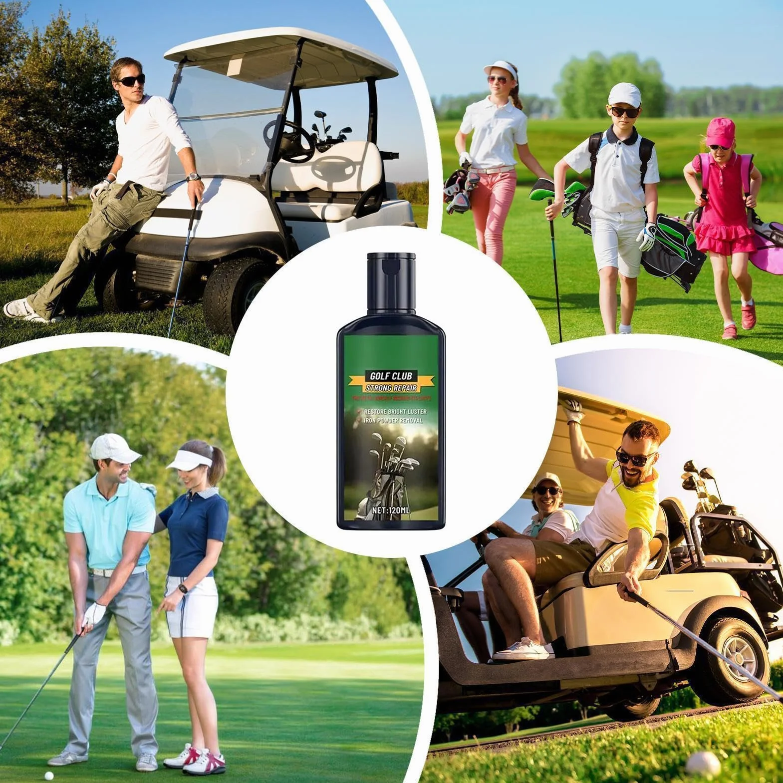 Kit Pulizia Mazze Golf Rimuovi Ruggine Pasta Rimozione Graffi 120ml Spugna Lucidatura Rame Metalli