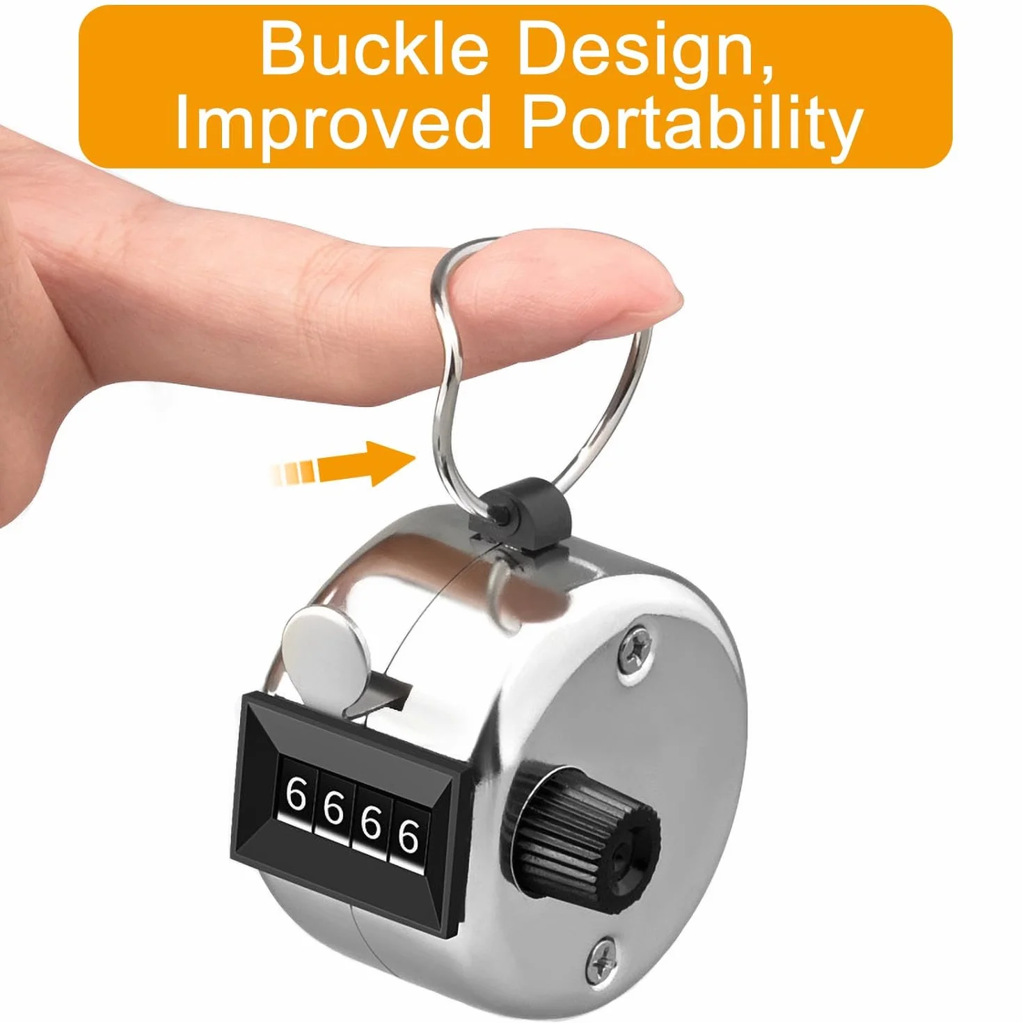 Contatori a Mano in Metallo clicker per conteggio, Contatore Clic Meccanico a 4 Cifre, con Anello Dito, per la Scuola Golf e Knit People Golf Circle e Knit, Silver