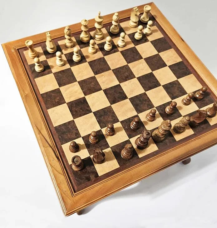 ARREDO SELLI TAVOLINO SCACCHIERA IN LEGNO CM 47X47X37