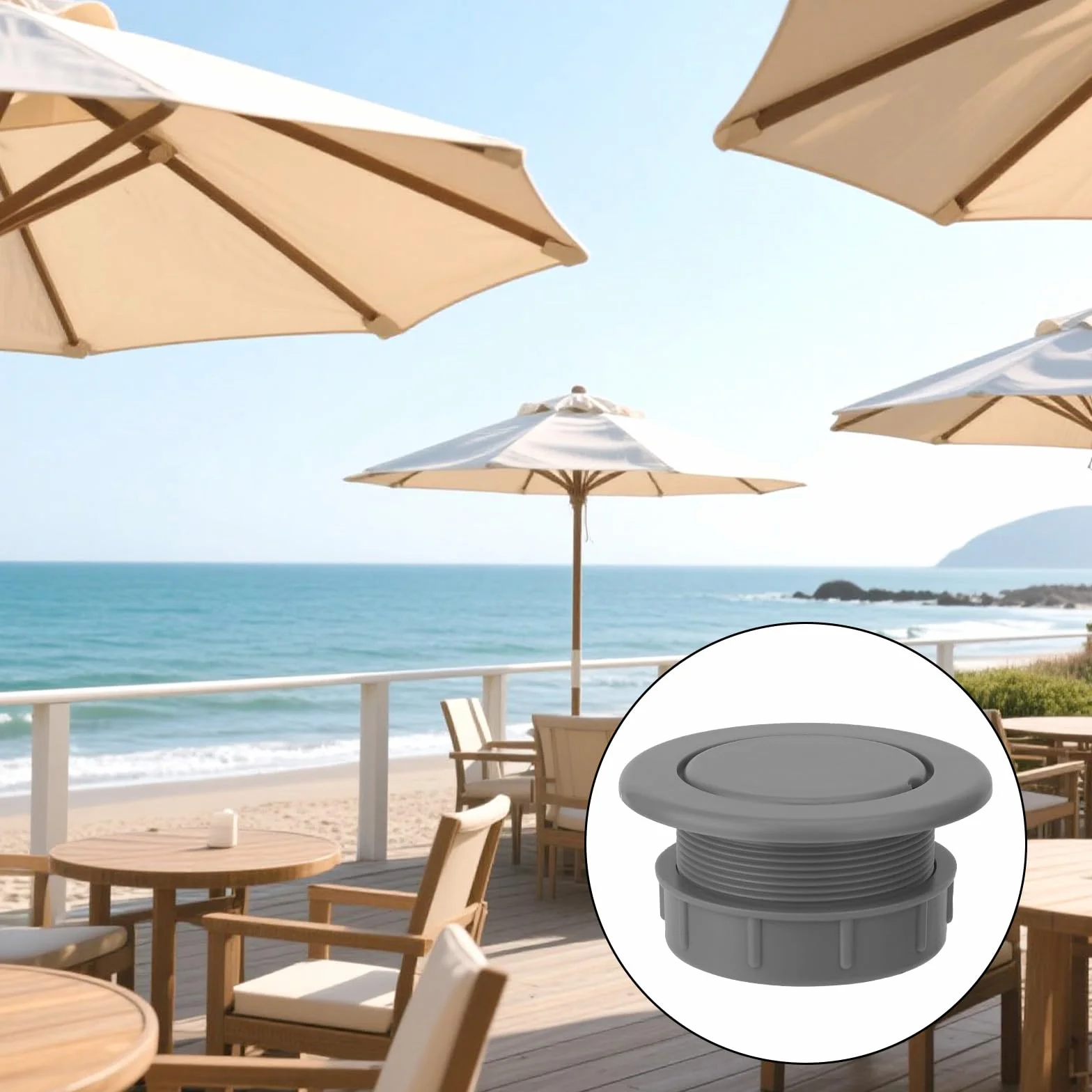 Set di Tappi e Inserti Coprifori per Ombrelloni in Plastica ABS per Tavoli da Giardino (Grigio)