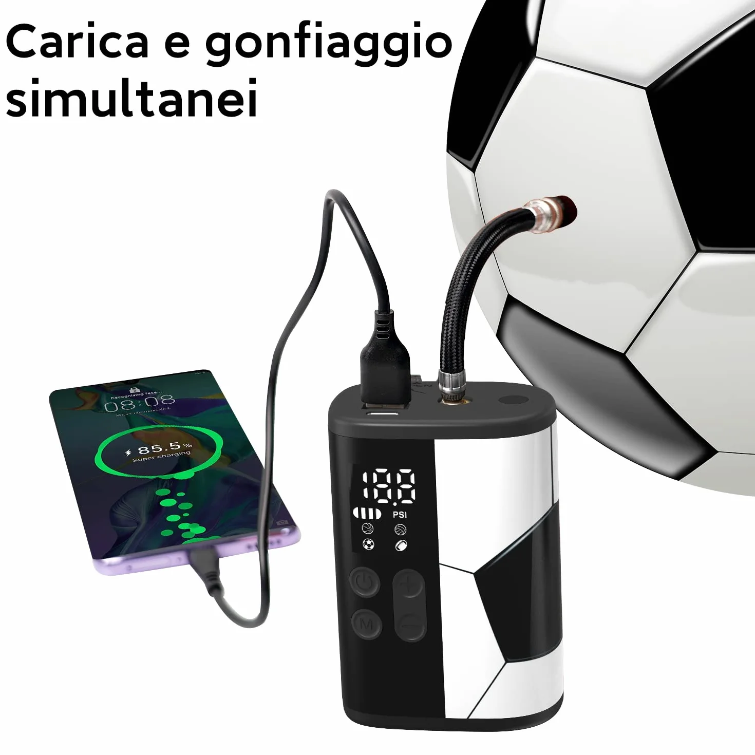 Woowind P101 Pompa per palloni con display LED e powerbank 4000 mAh