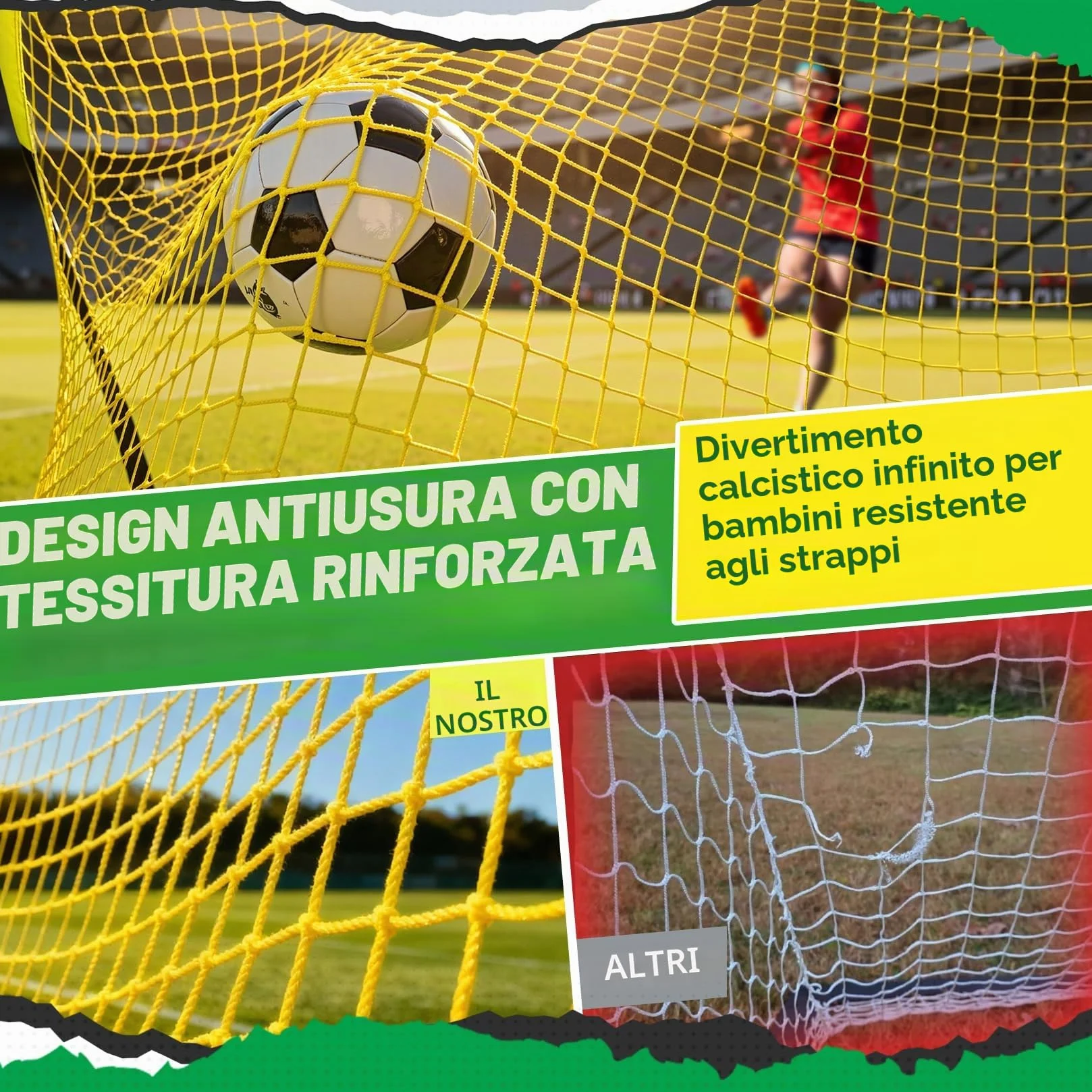 Happy Jump Porta da Calcio Pieghevole – Rete da Giardino 90x67, 120x90, 152x110, 213x152 CM | Opzioni con Pallone, Bersaglio, Pompa e Coni | Perfetta per Allenamento Outdoor e Regalo
